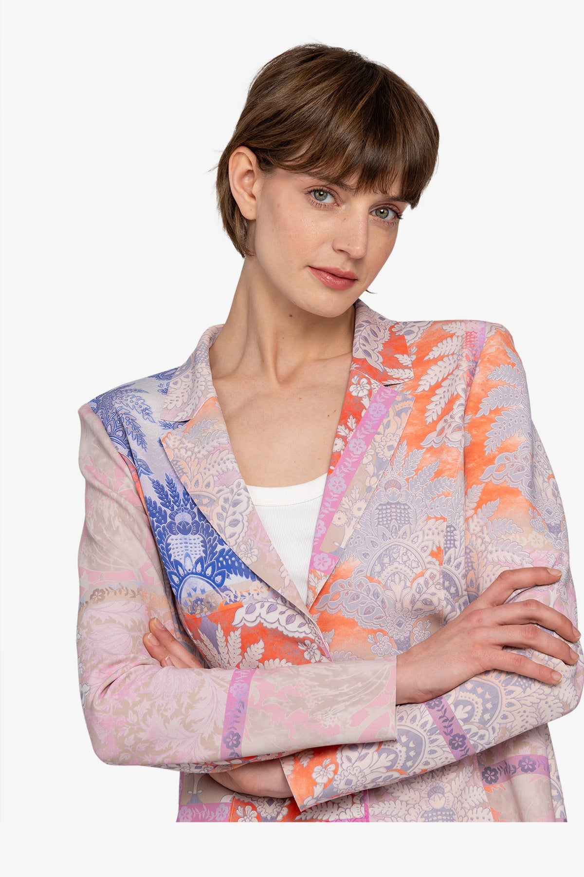 Long Blazer with Lapel Collar