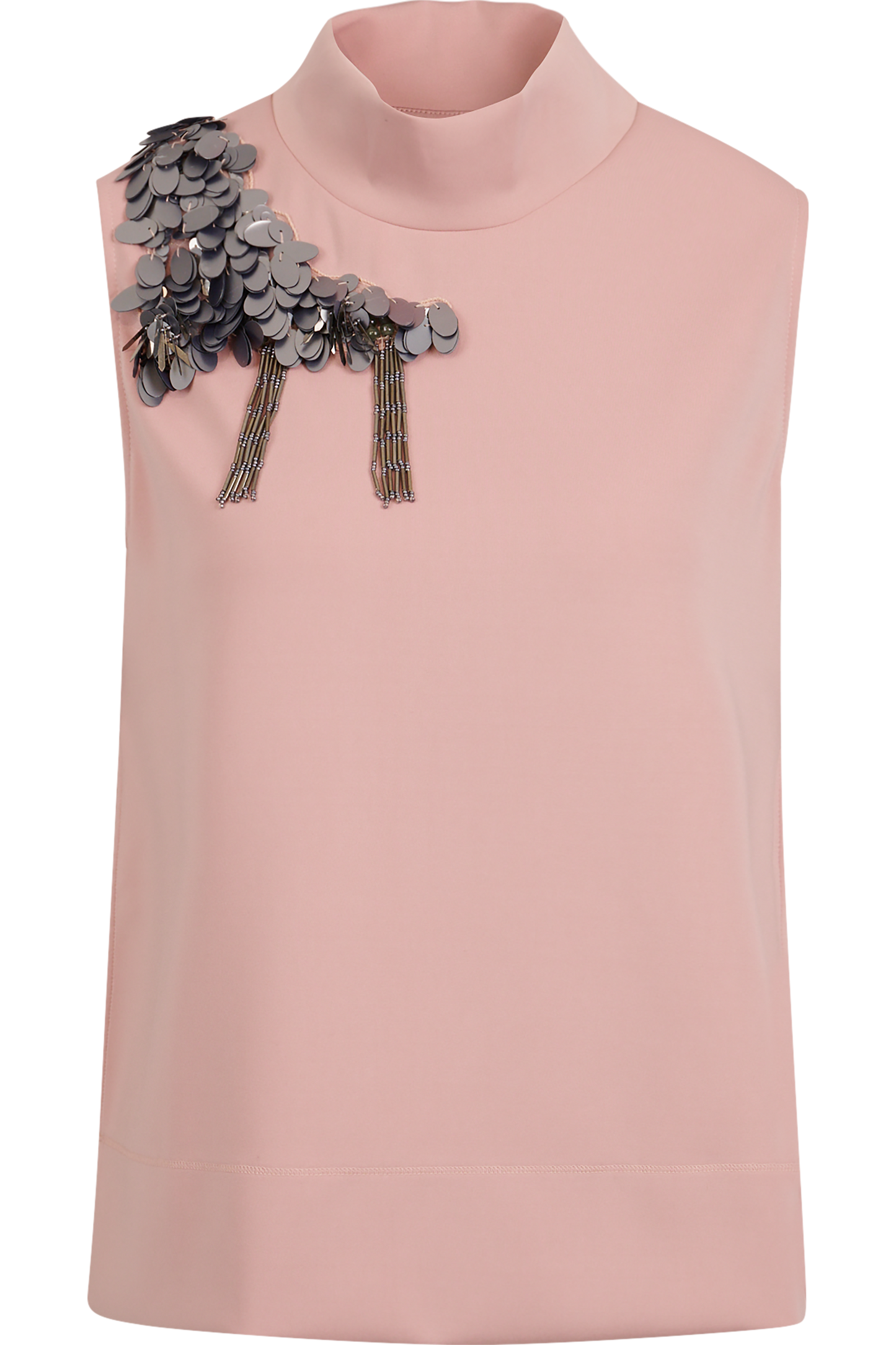 Sleeveless Top with Stand-up Collar