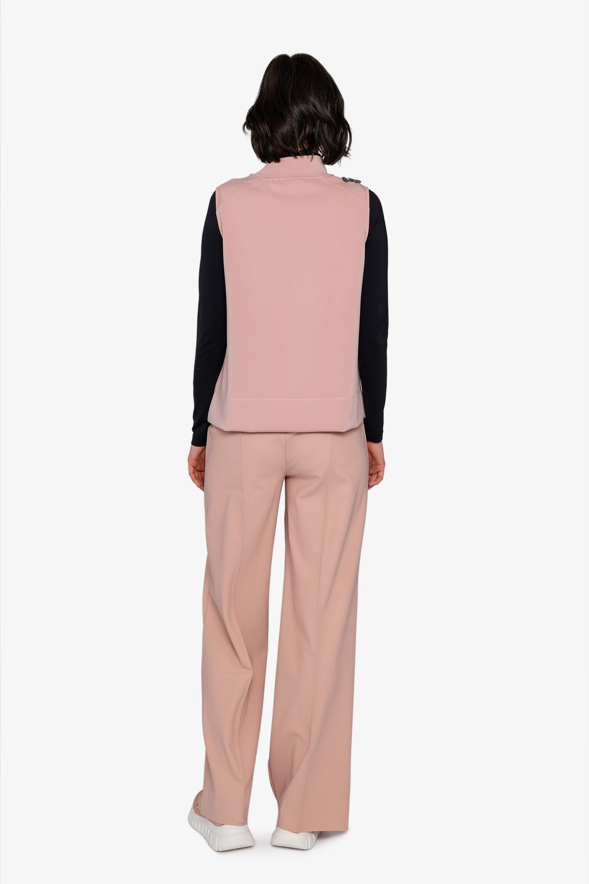 Sleeveless Top with Stand-up Collar