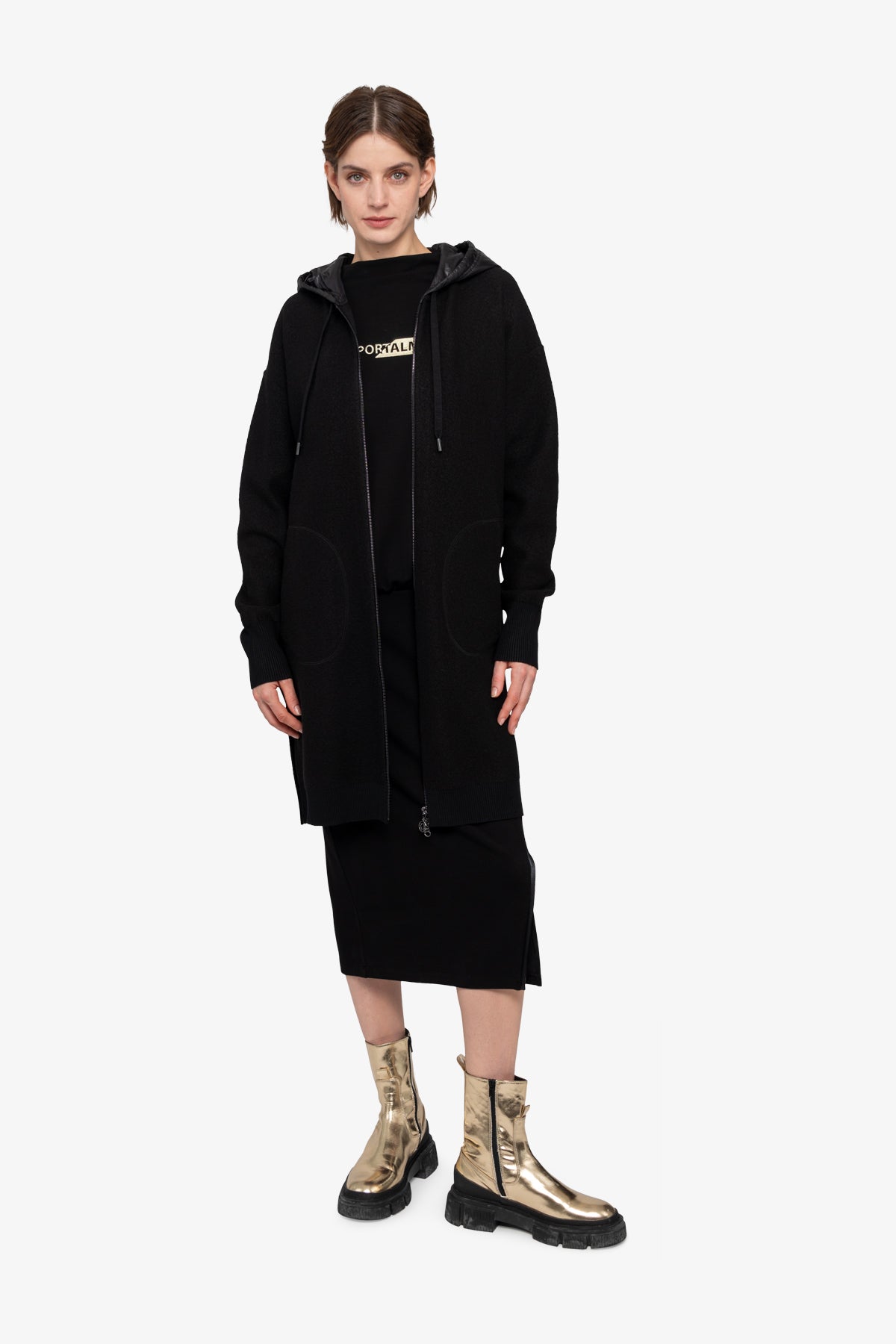Knitted Coat with Hood