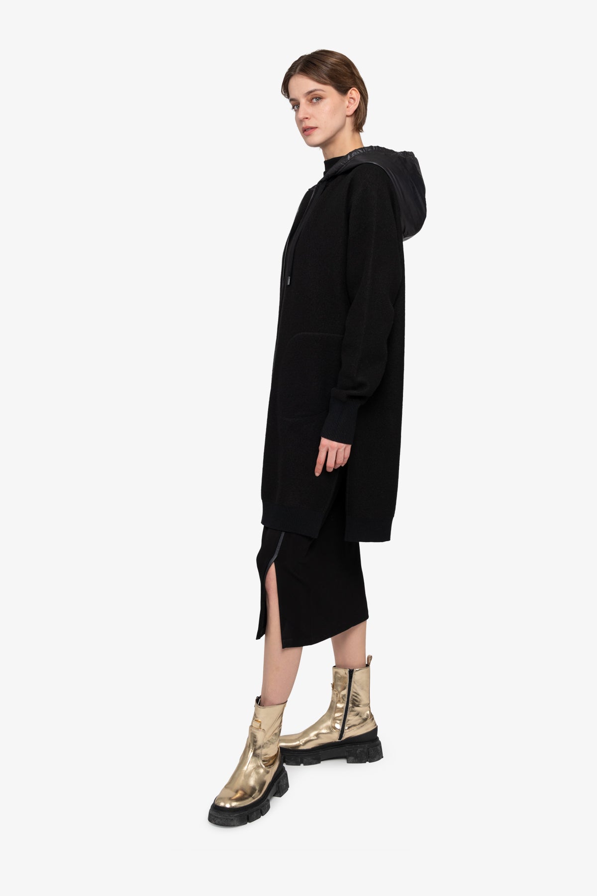 Knitted Coat with Hood