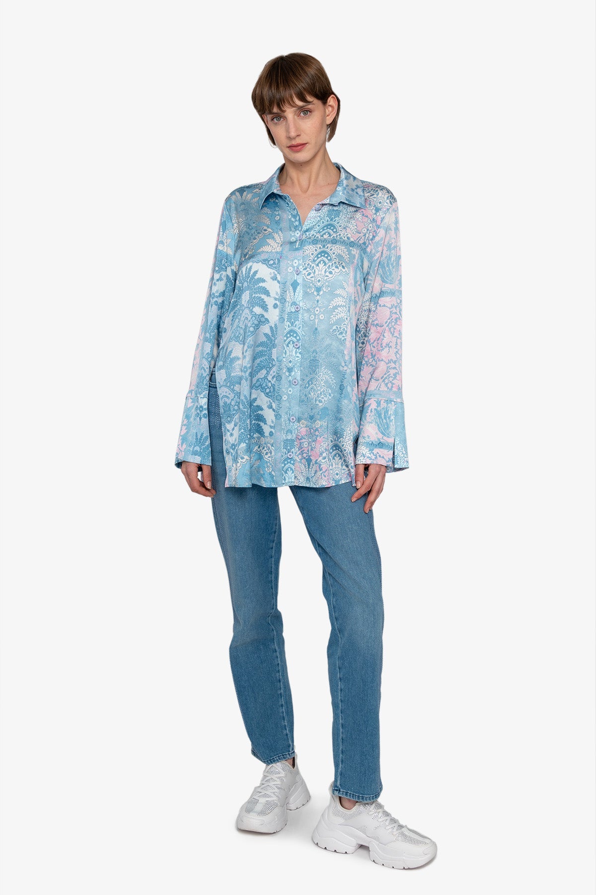 Blouse with Shirt Collar