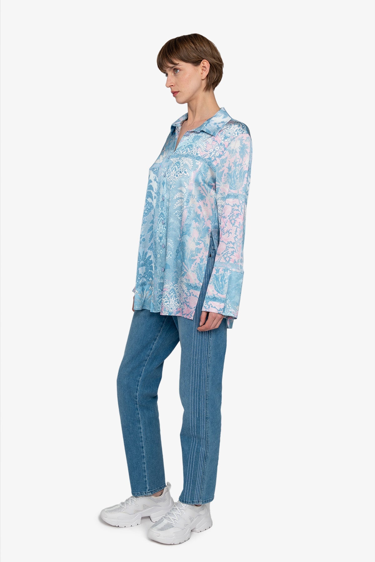 Blouse with Shirt Collar