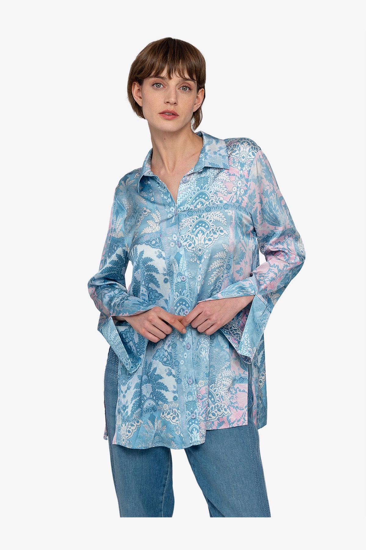 Blouse with Shirt Collar
