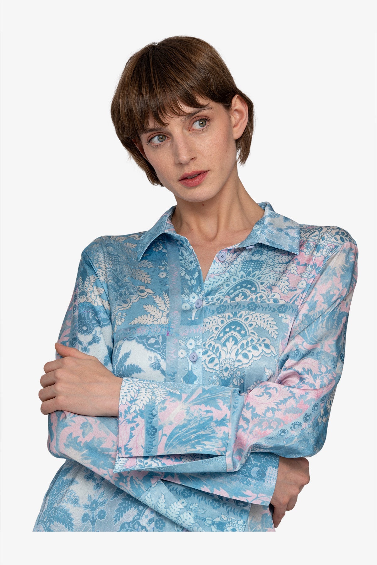 Blouse with Shirt Collar