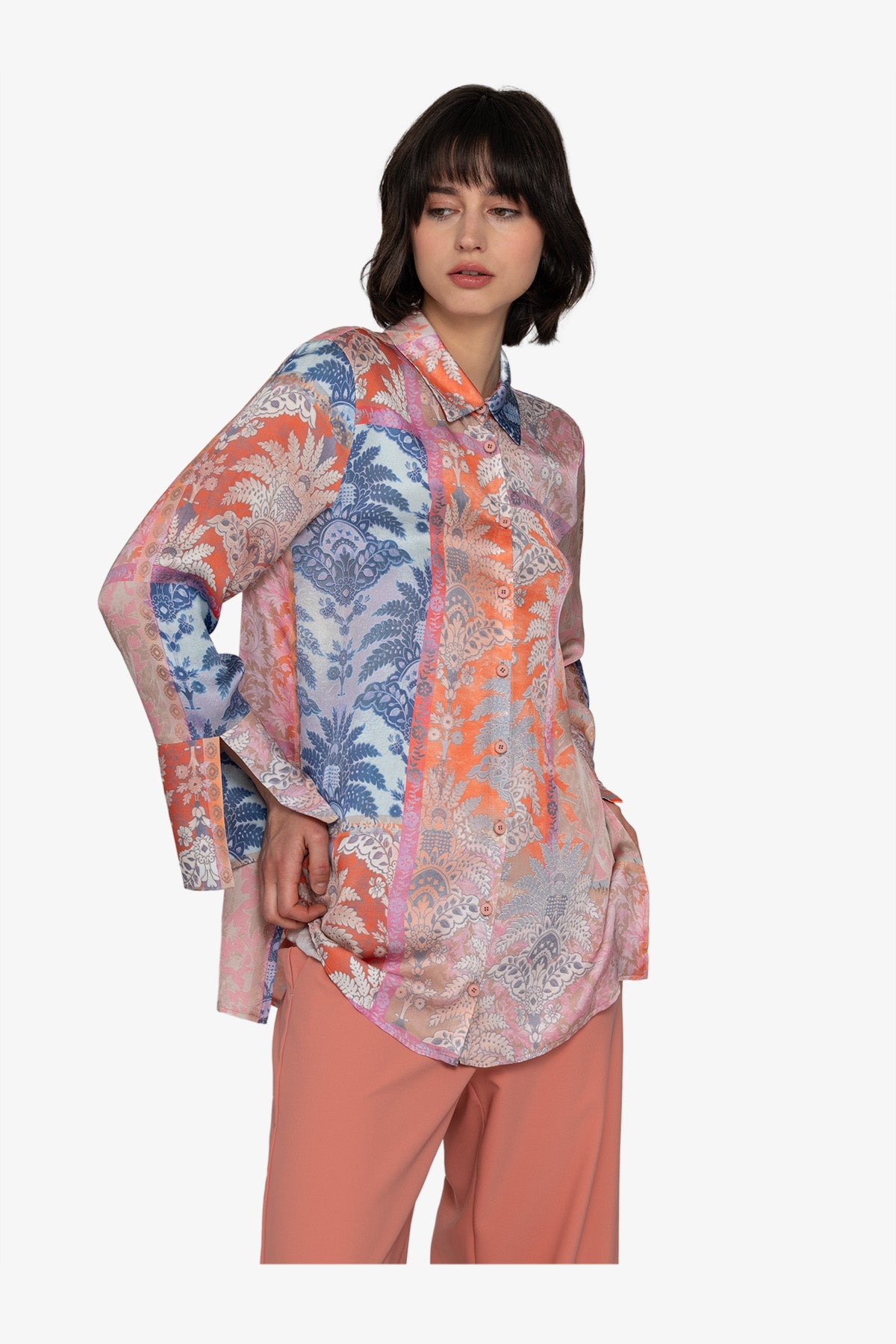 Blouse with Shirt Collar
