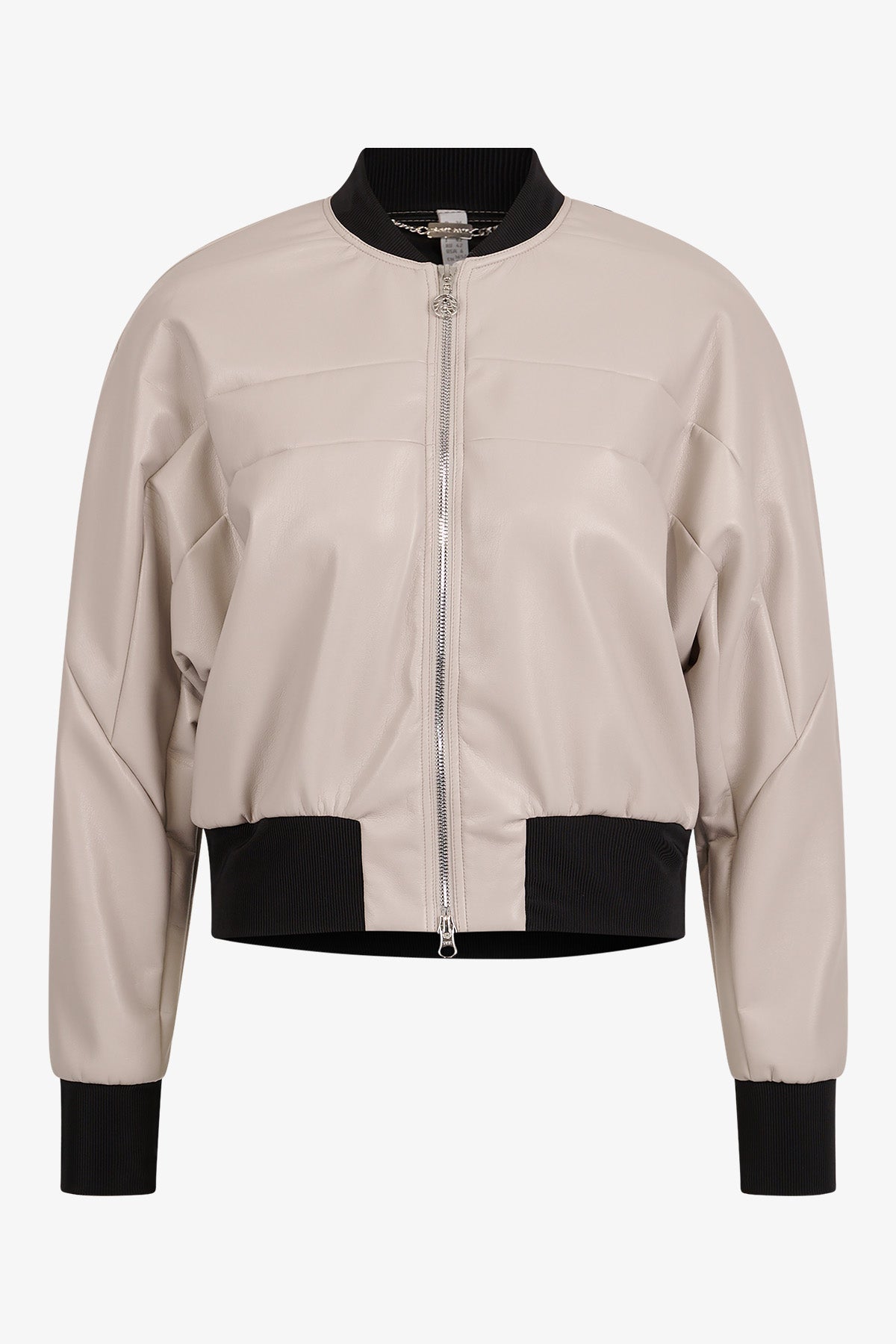 Faux Leather Jacket with Stand-up Collar