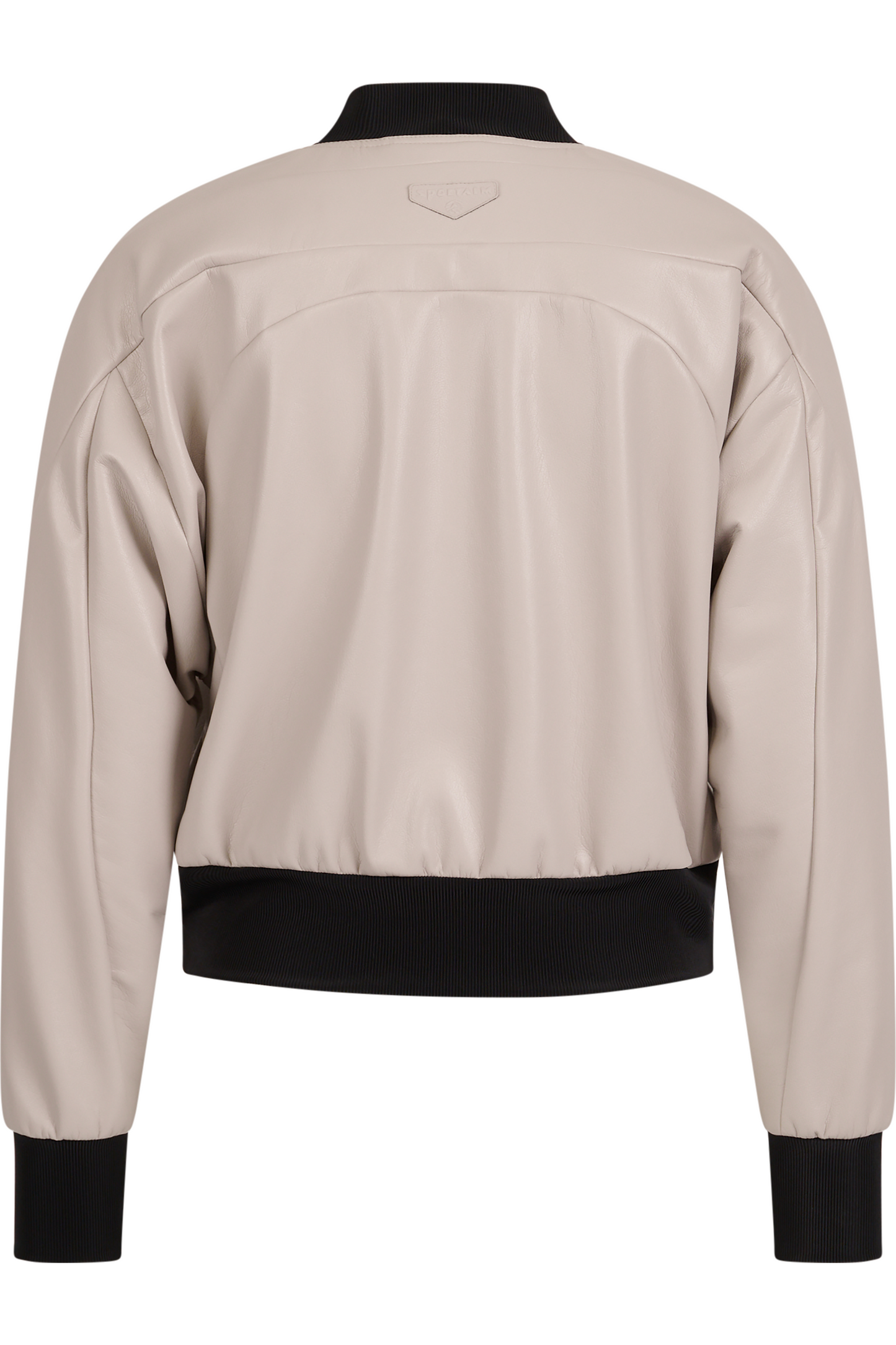 Faux Leather Jacket with Stand-up Collar