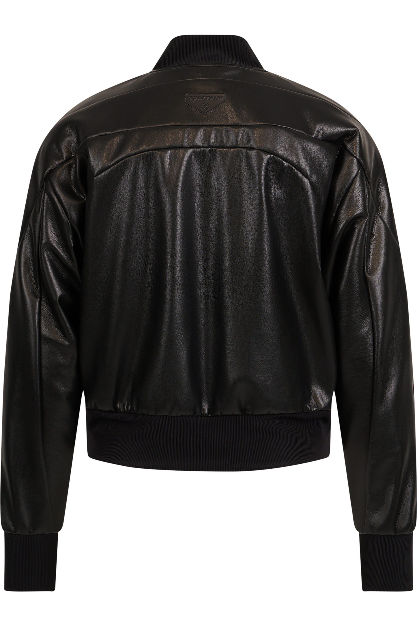Faux Leather Jacket with Stand-up Collar
