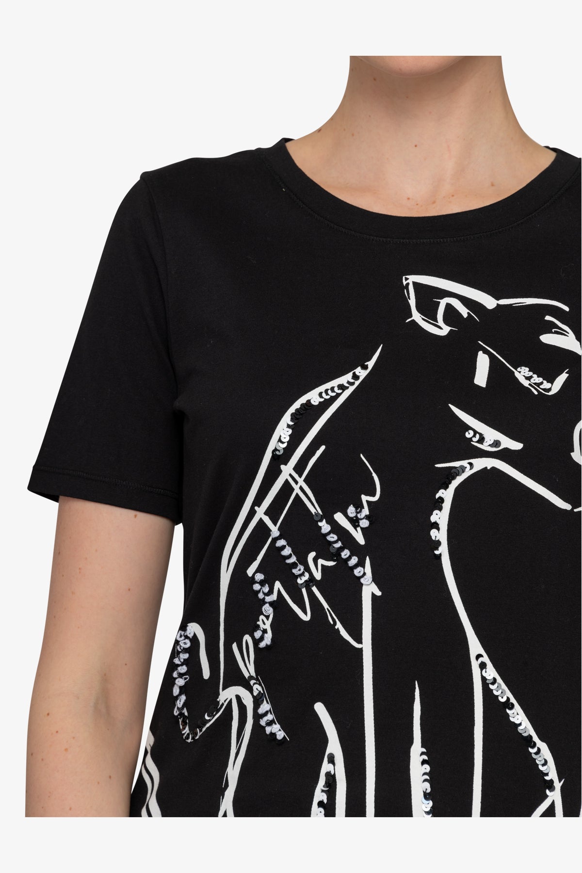 Shirt with ¾ Sleeves and Round Neckline