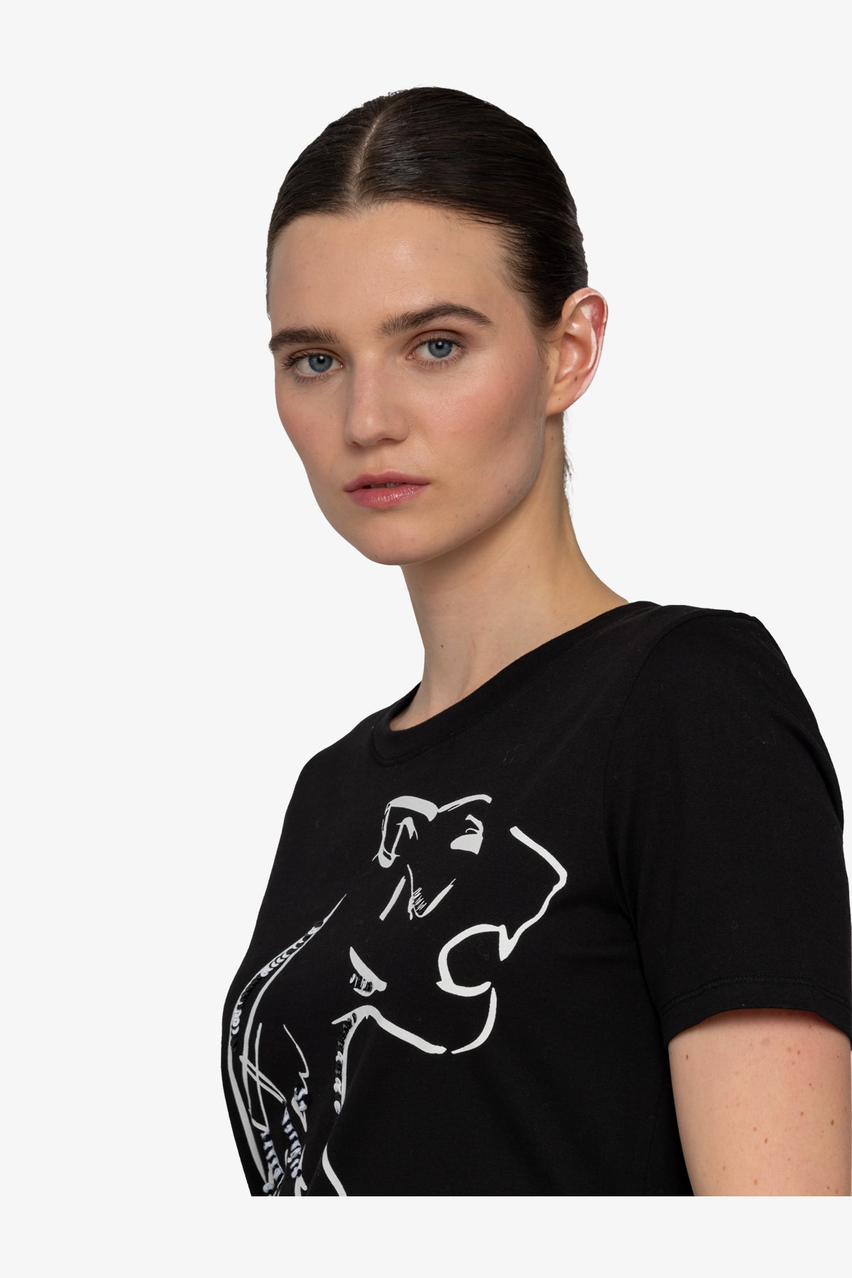 Shirt with ¾ Sleeves and Round Neckline