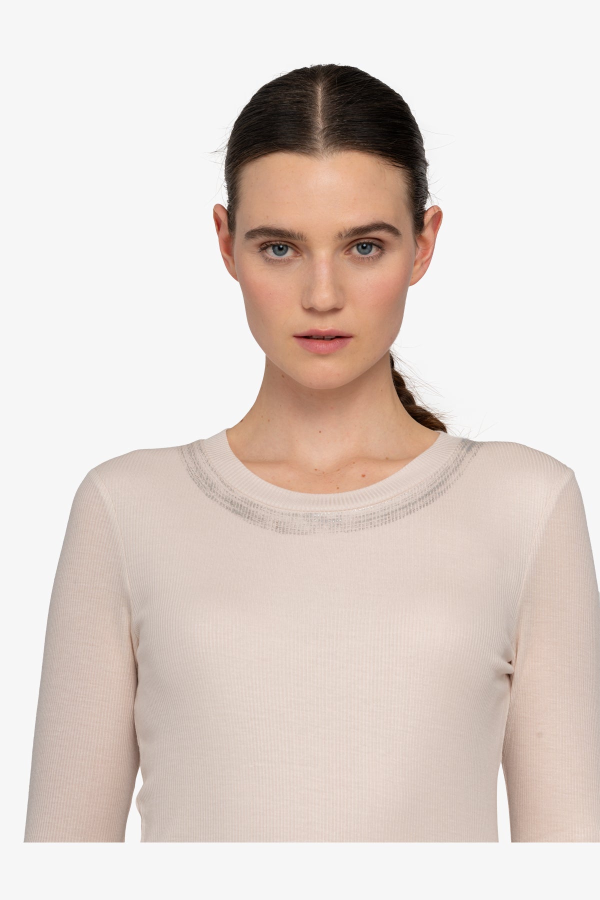 Long-sleeved Shirt with Round Neckline
