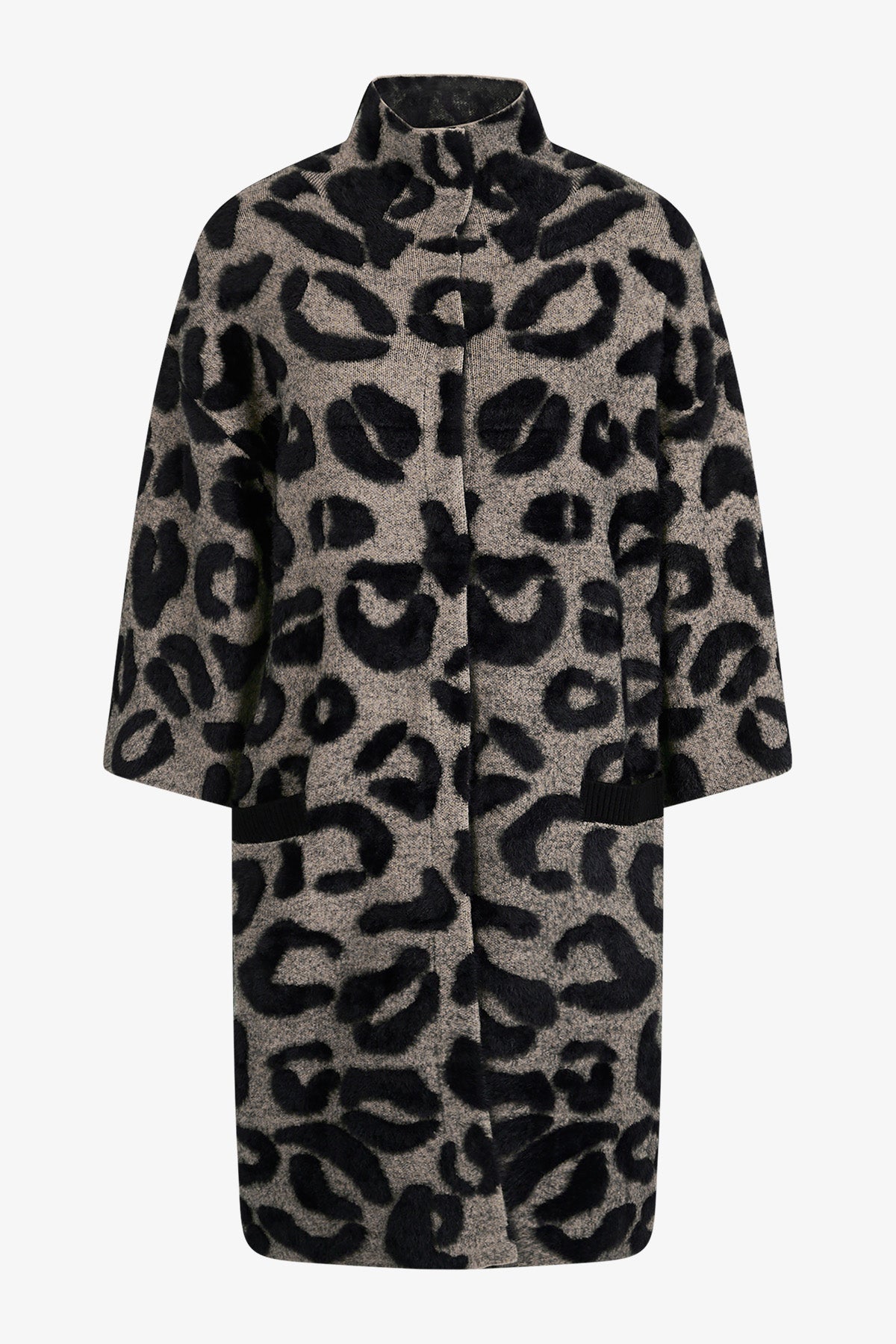 Knitted Coat with Stand-up Collar