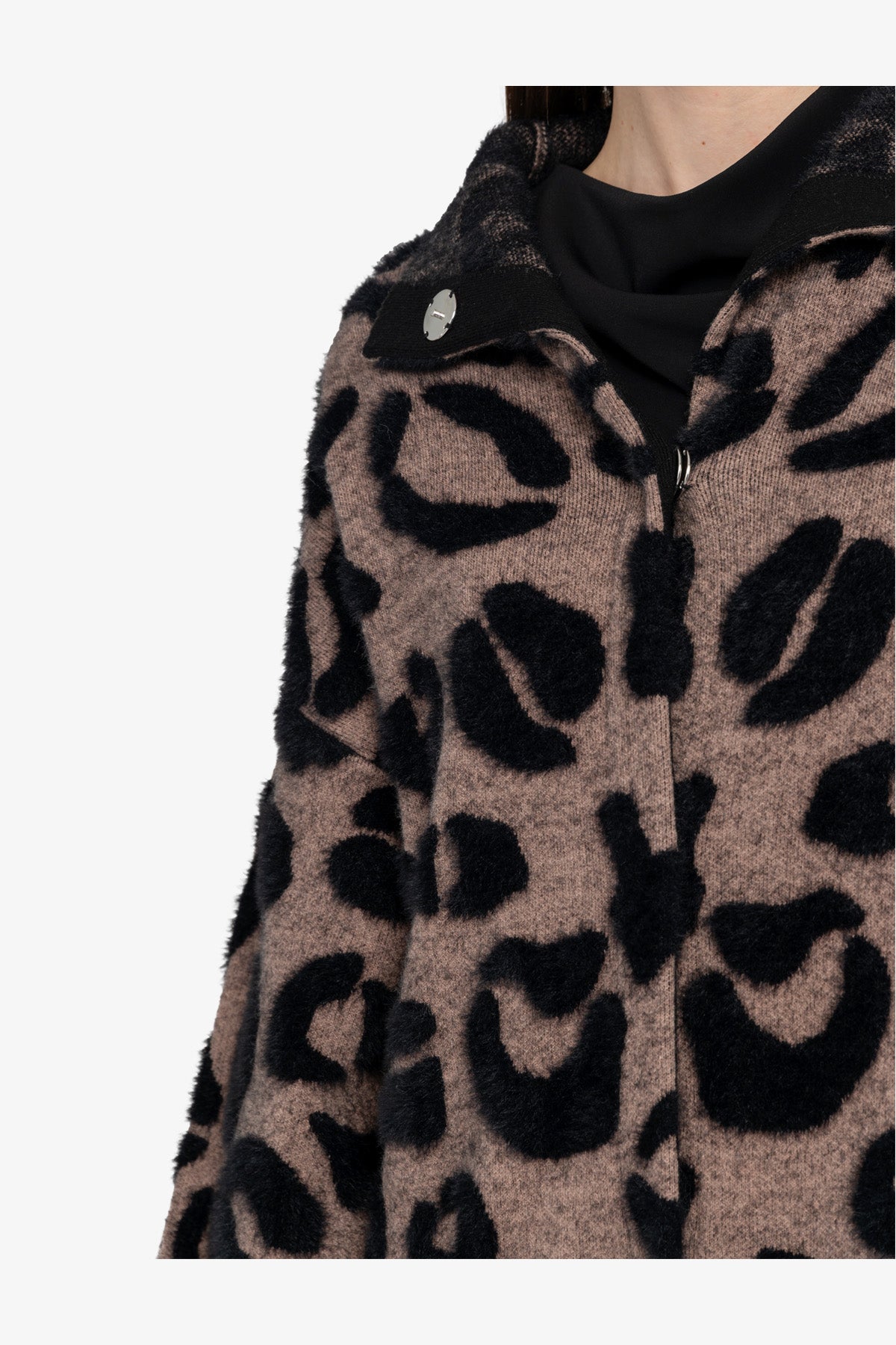 Knitted Coat with Stand-up Collar