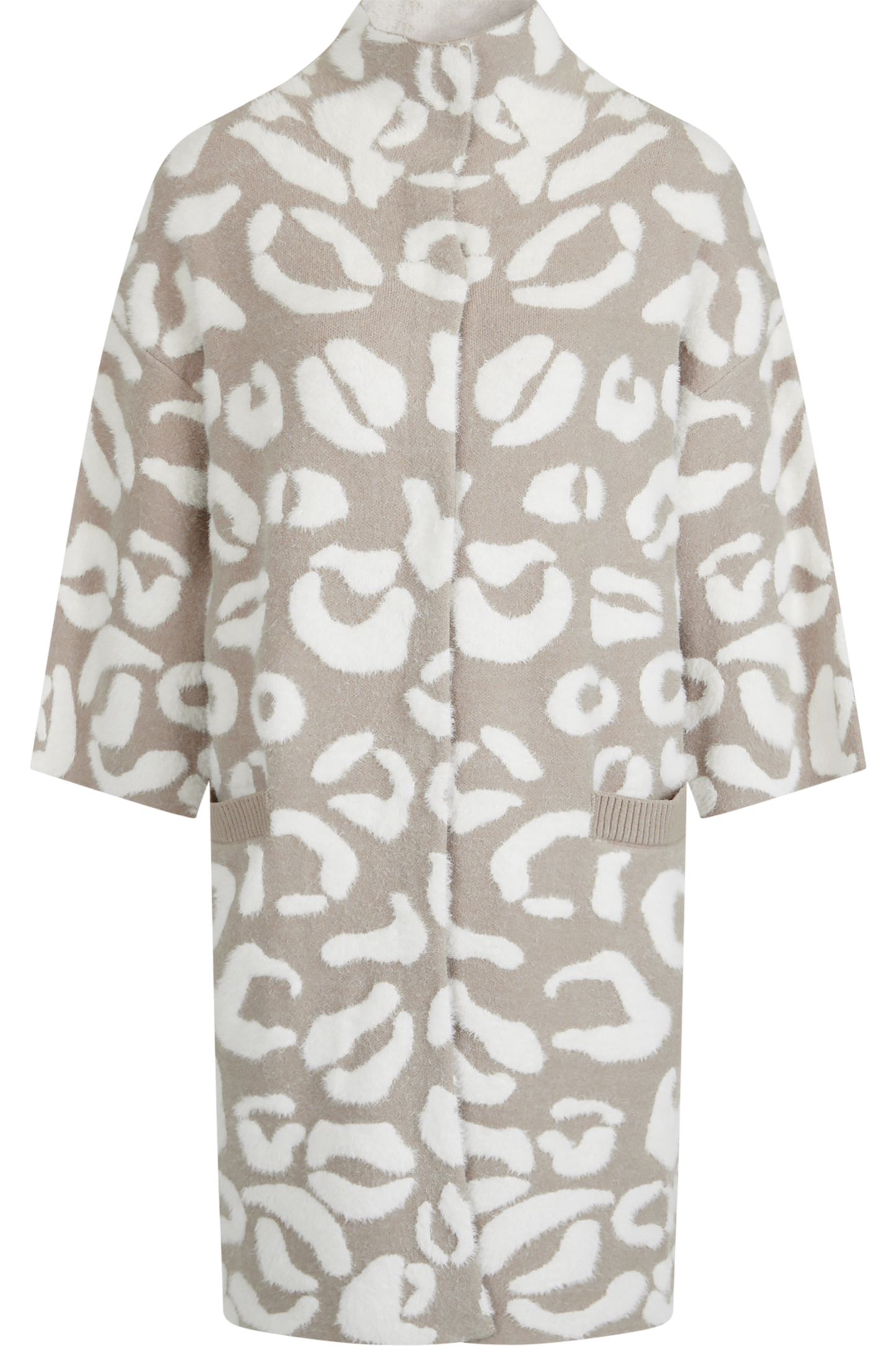 Knitted Coat with Stand-up Collar