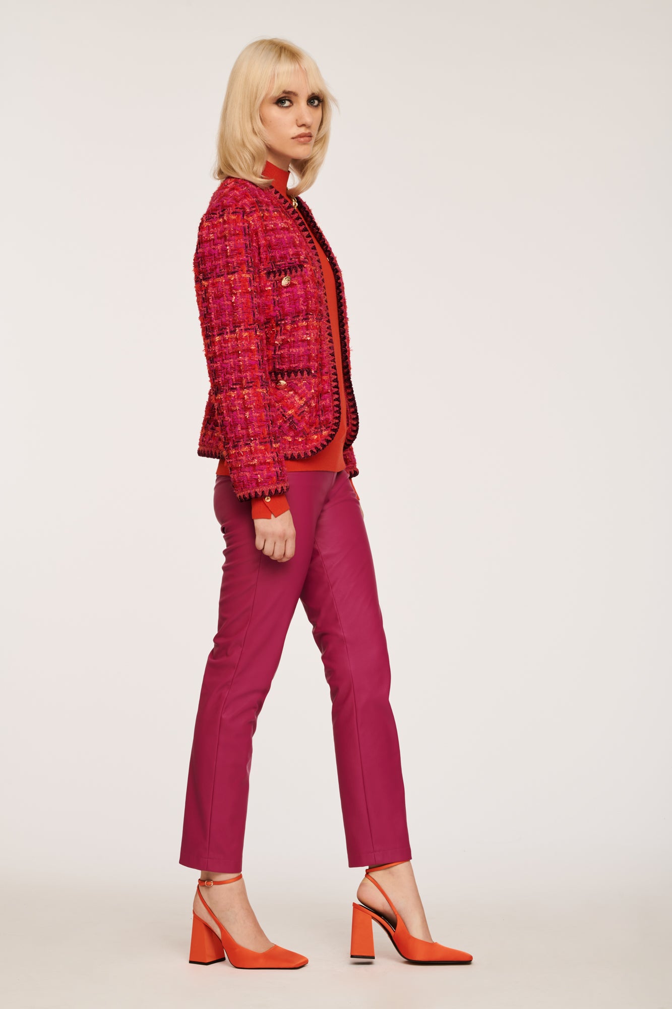 Weaving Edging Tweed Jacket