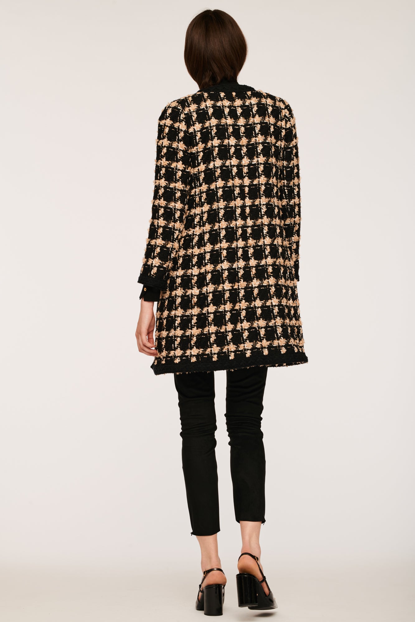 Long Tweed Jacket with Checkered pattern