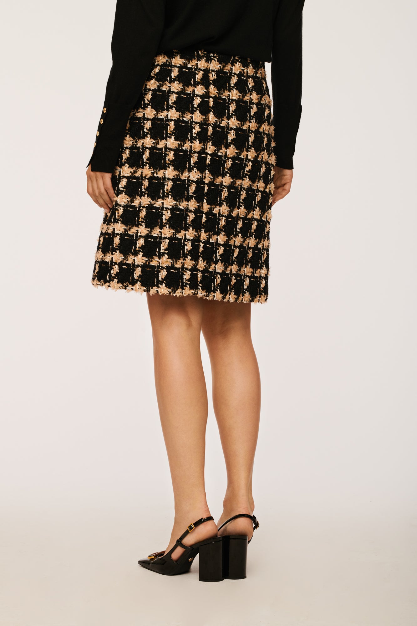 Tweed Skirt with Checkered Pattern