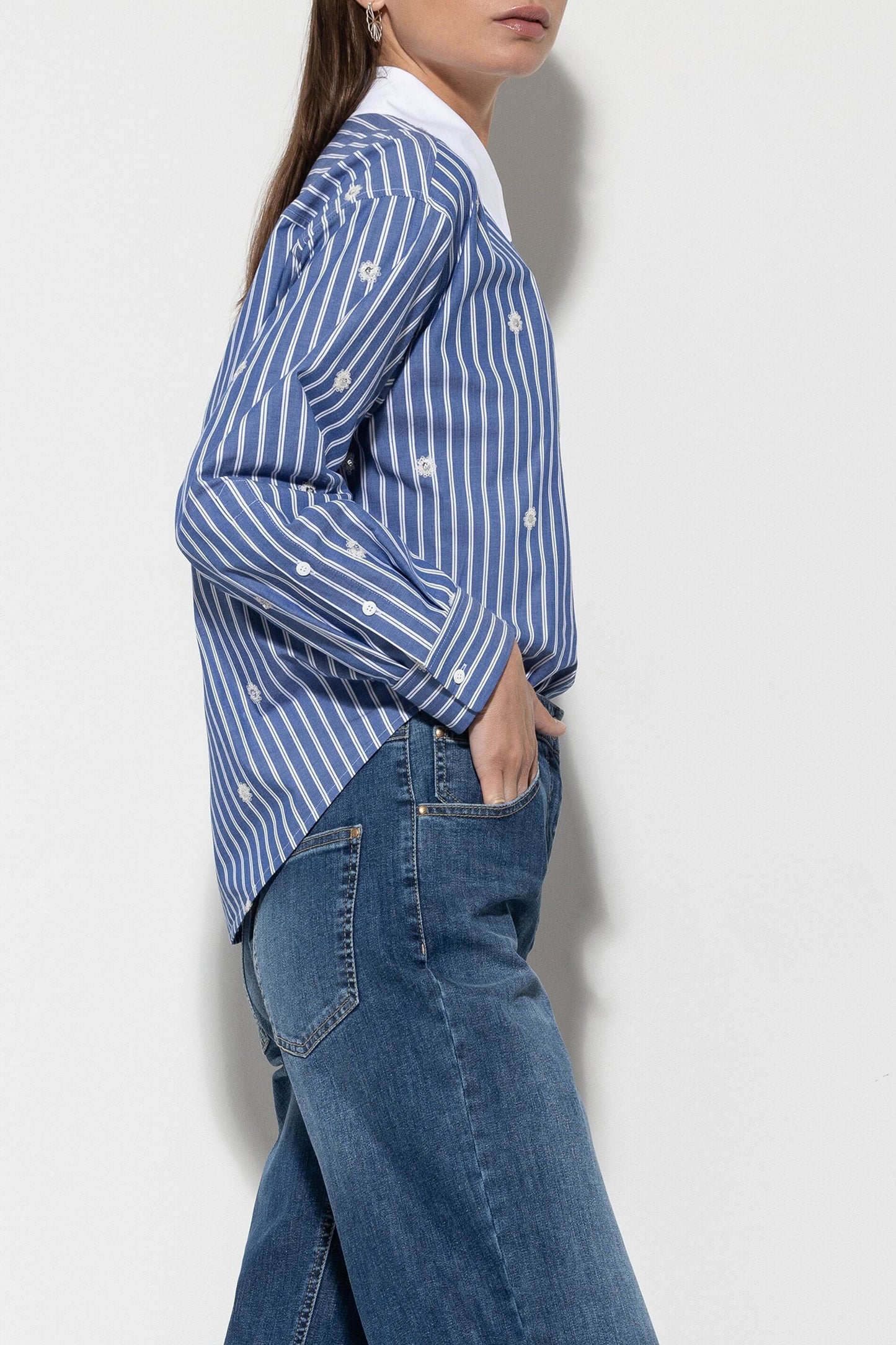 Striped Blouse with Sequins