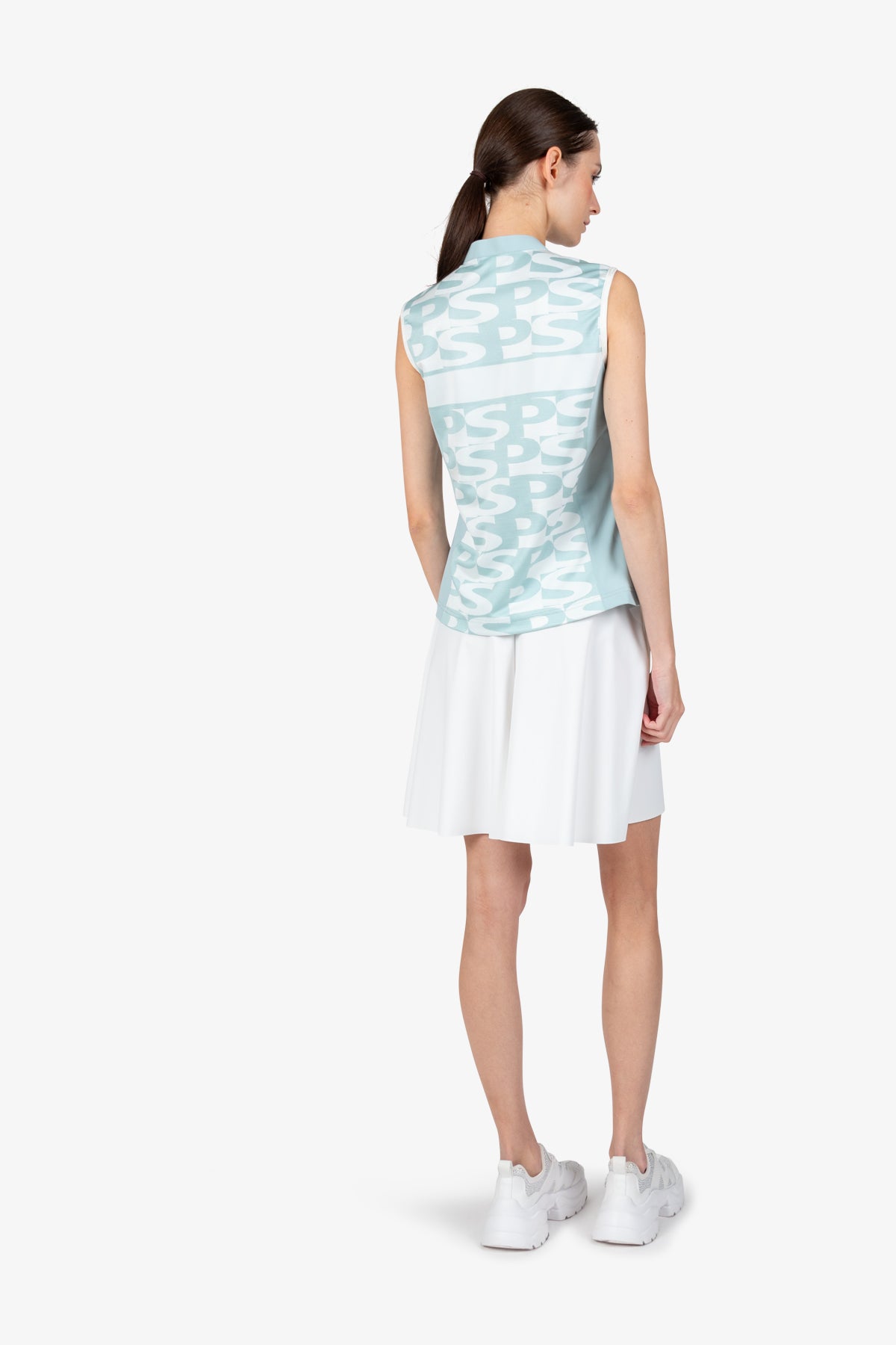 Sleeveless Shirt with Stand-up Collar