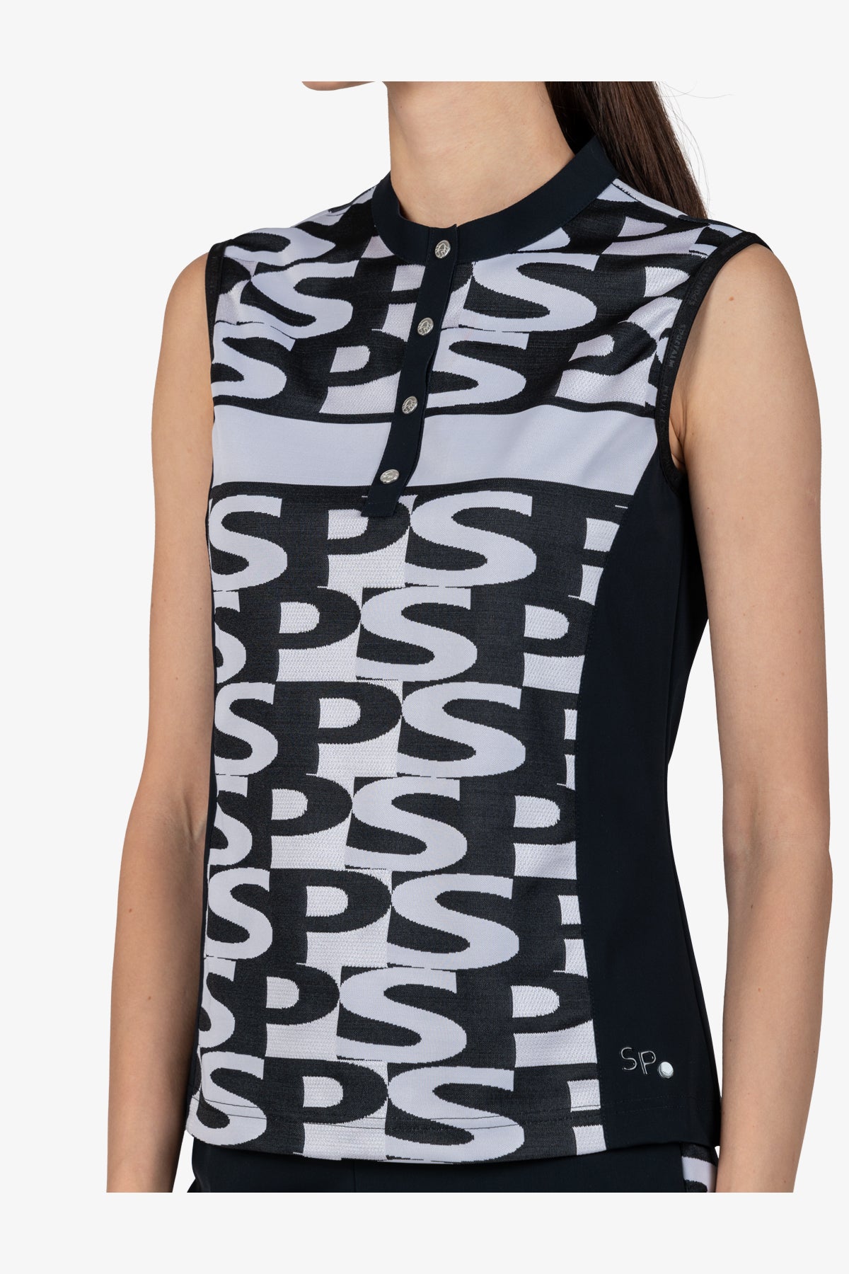 Sleeveless Shirt with Stand-up Collar