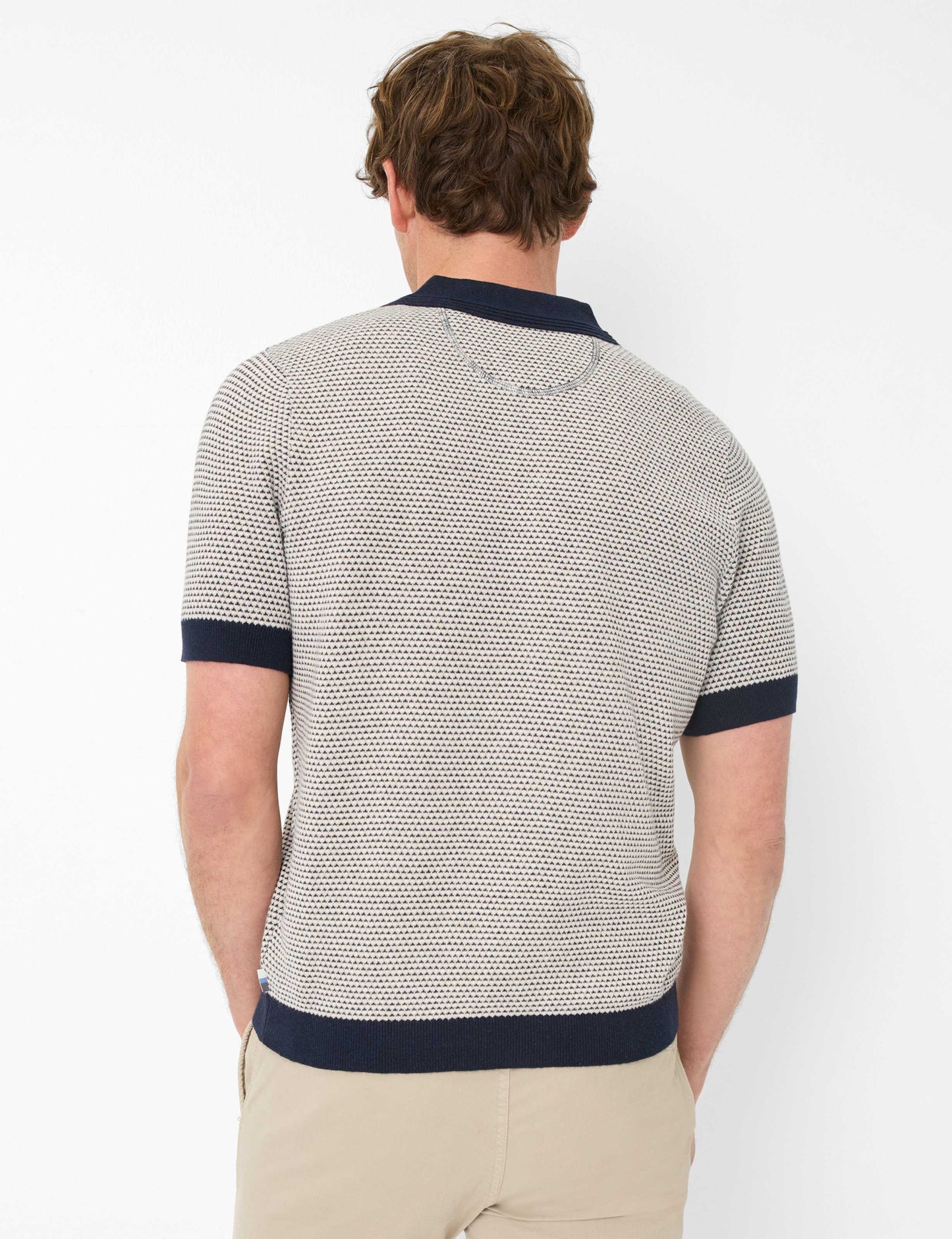 Jacquard: Knitted Polo in Cotton-Linen Mix