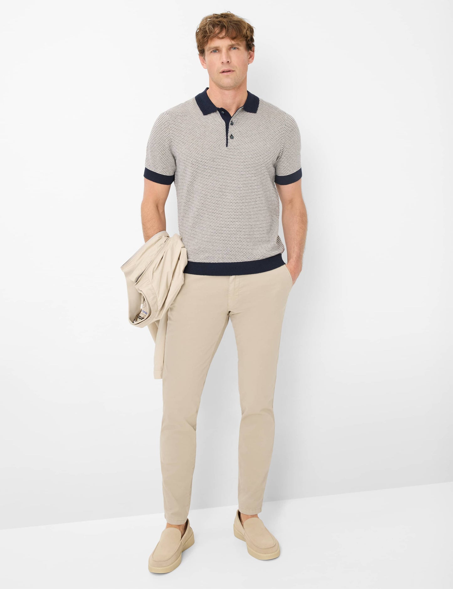 Jacquard: Knitted Polo in Cotton-Linen Mix