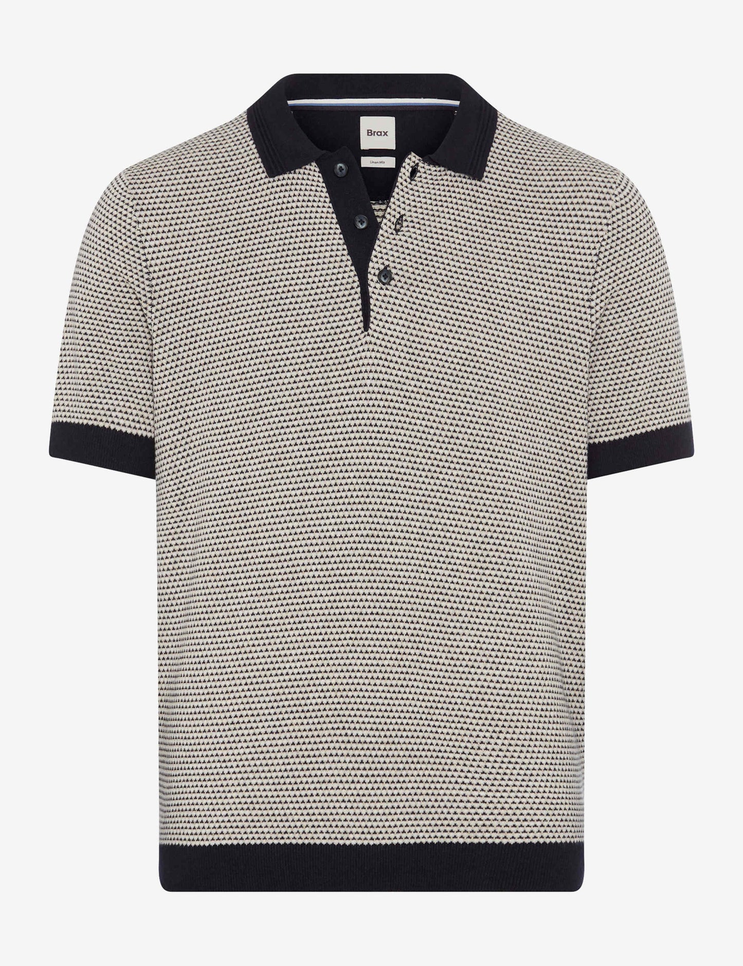 Jacquard: Knitted Polo in Cotton-Linen Mix