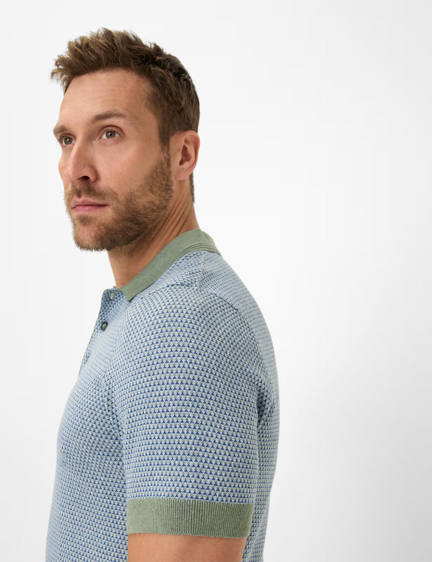 Jacquard: Knitted Polo in Cotton-Linen Mix