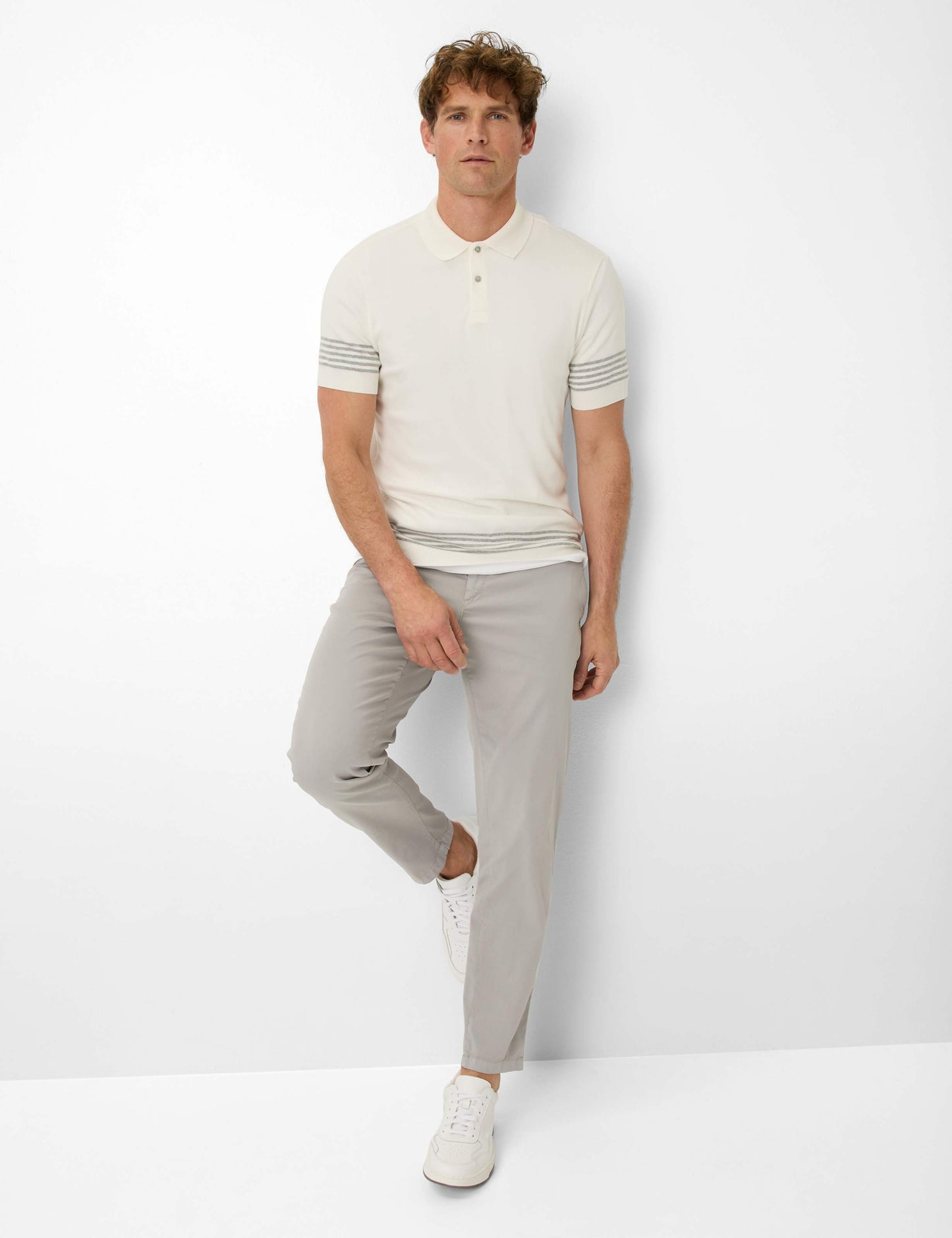 Knitted Jersey: Polo Shirt in Cotton Modal Mix