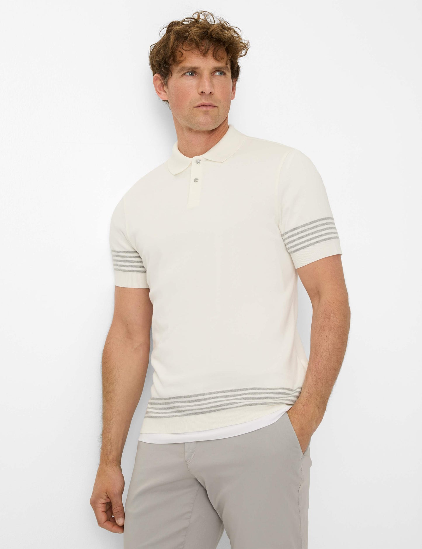 Knitted Jersey: Polo Shirt in Cotton Modal Mix