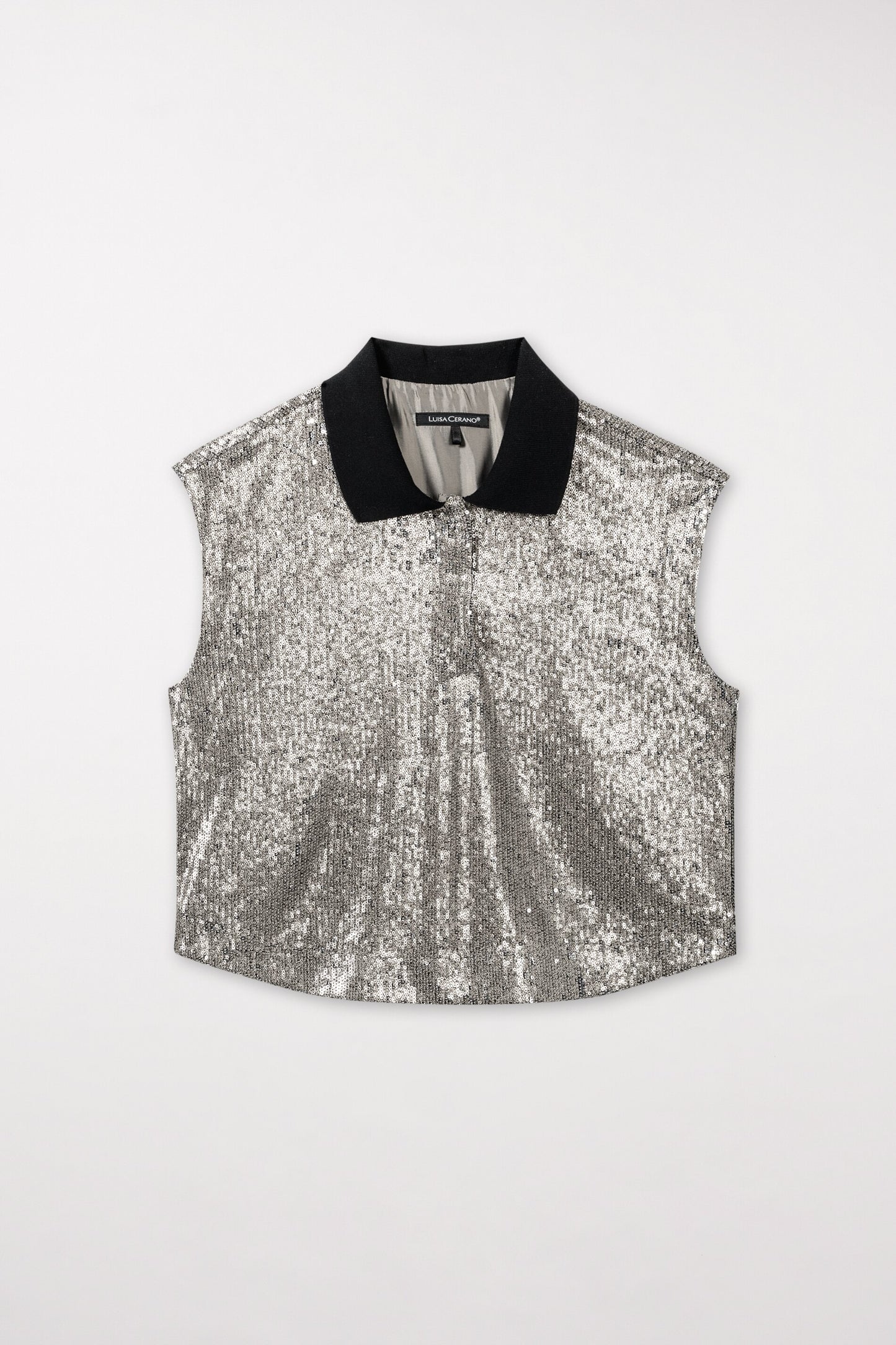 Top with Sequins and Polo Collar
