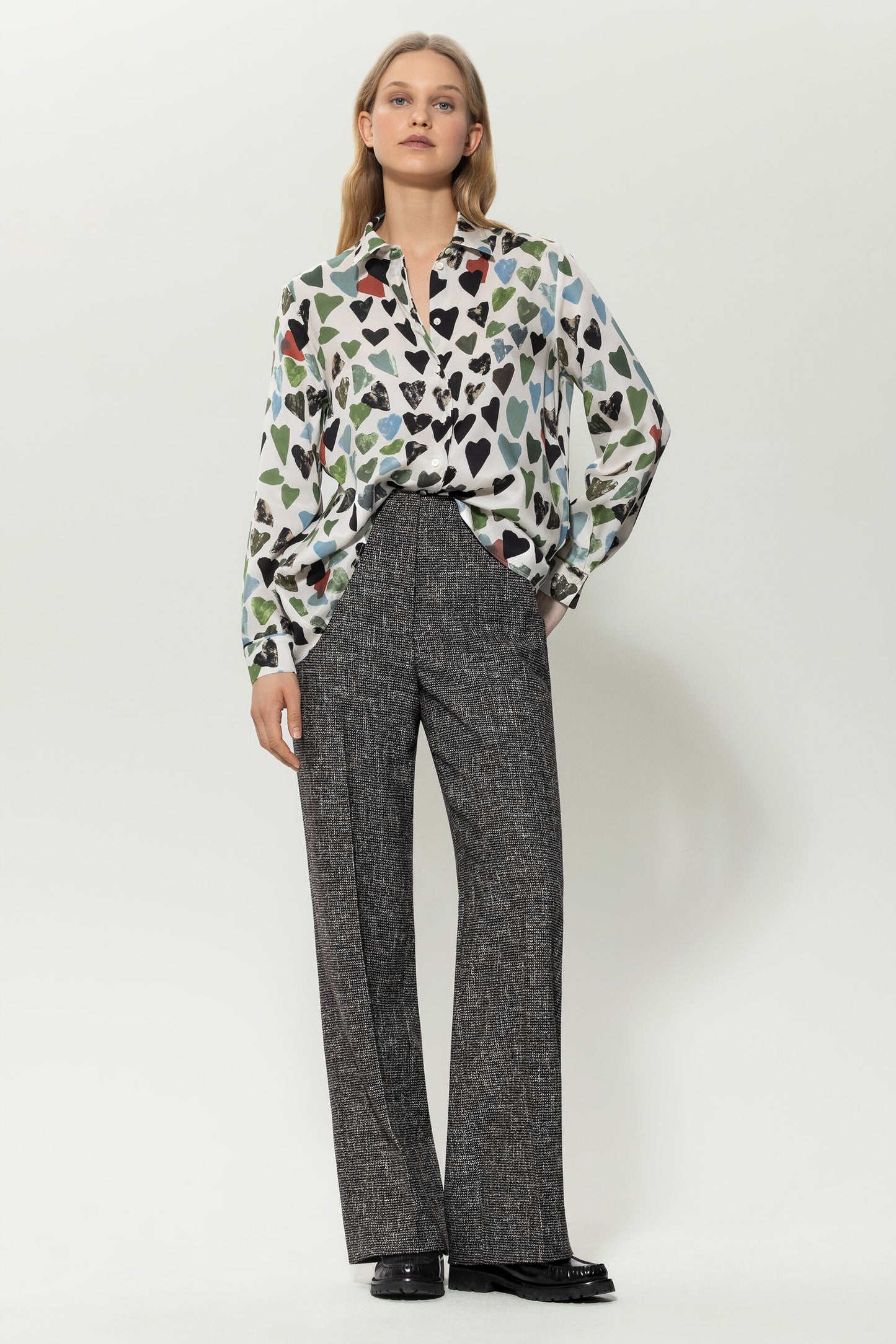 Tunic Blouse with Little -Heart Print