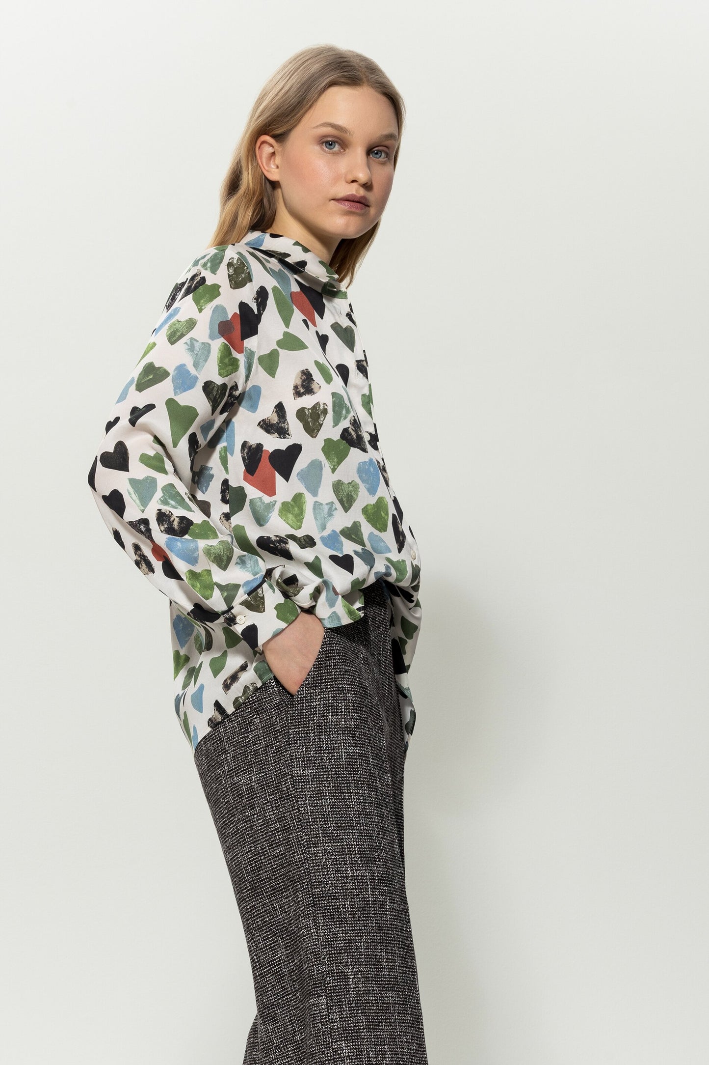 Tunic Blouse with Little -Heart Print