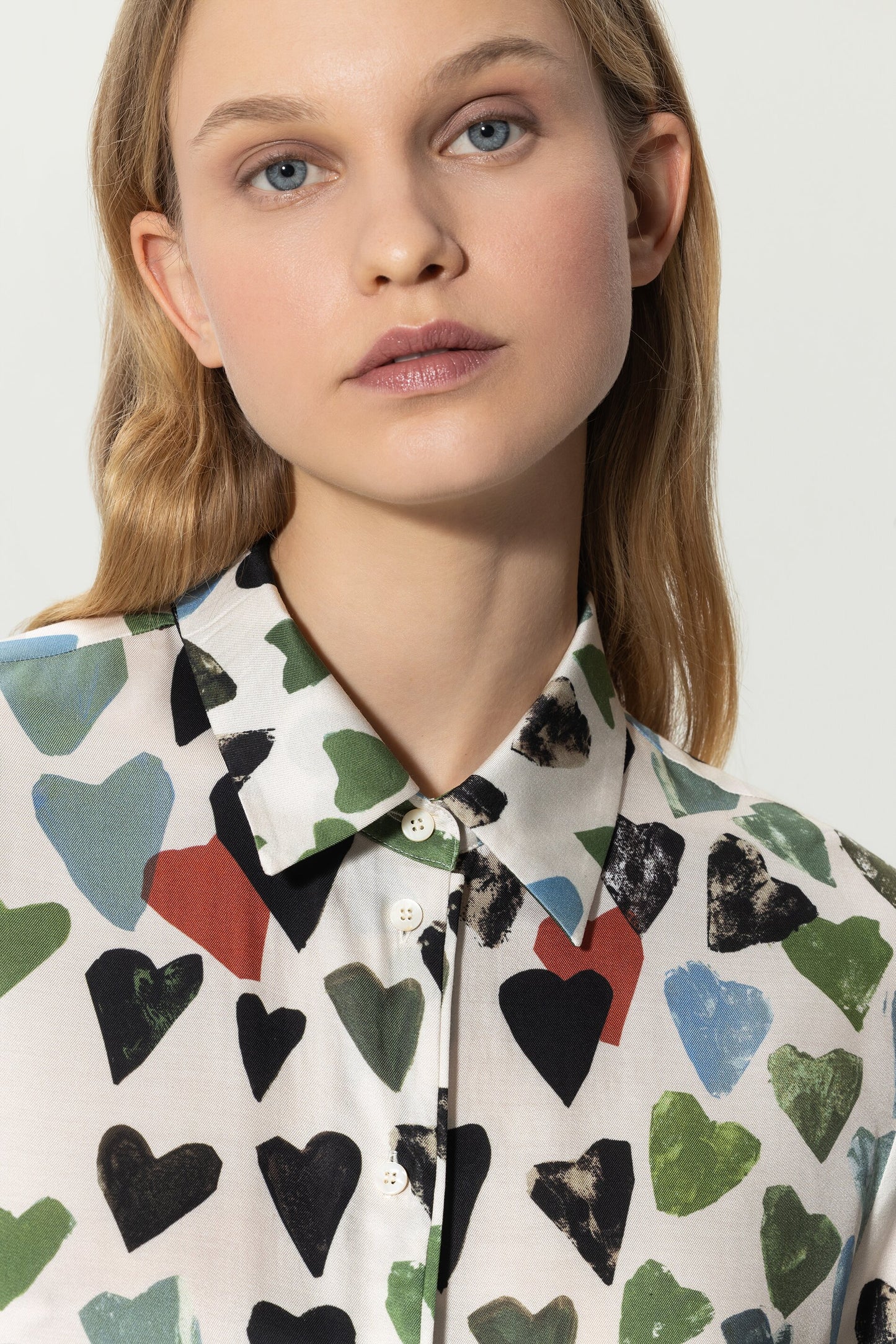 Tunic Blouse with Little -Heart Print