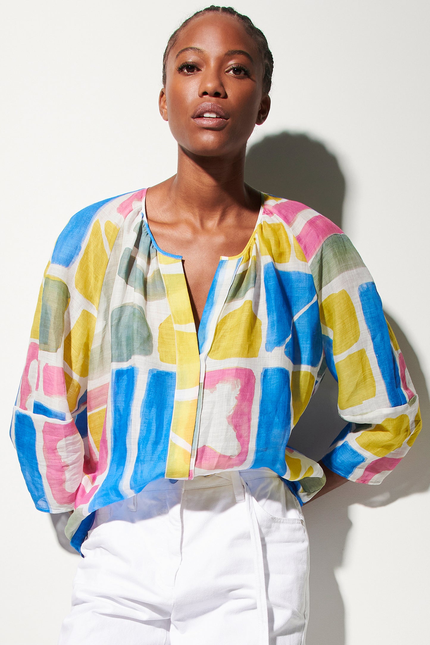 Tunic Blouse with Ethnic Print