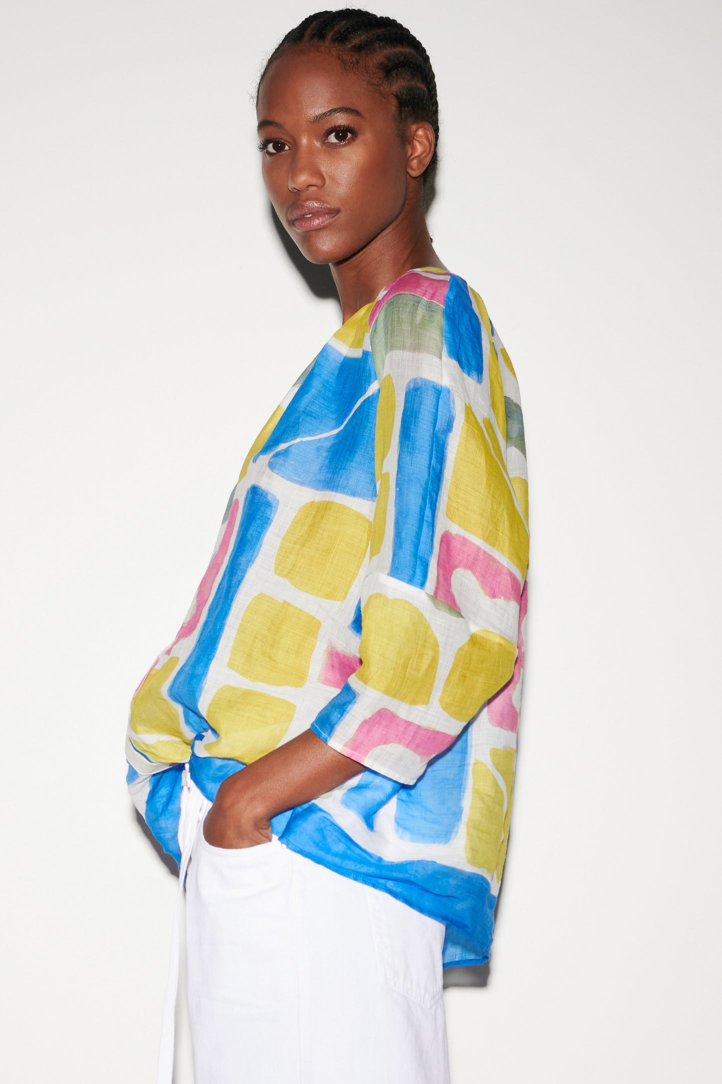 Tunic Blouse with Ethnic Print