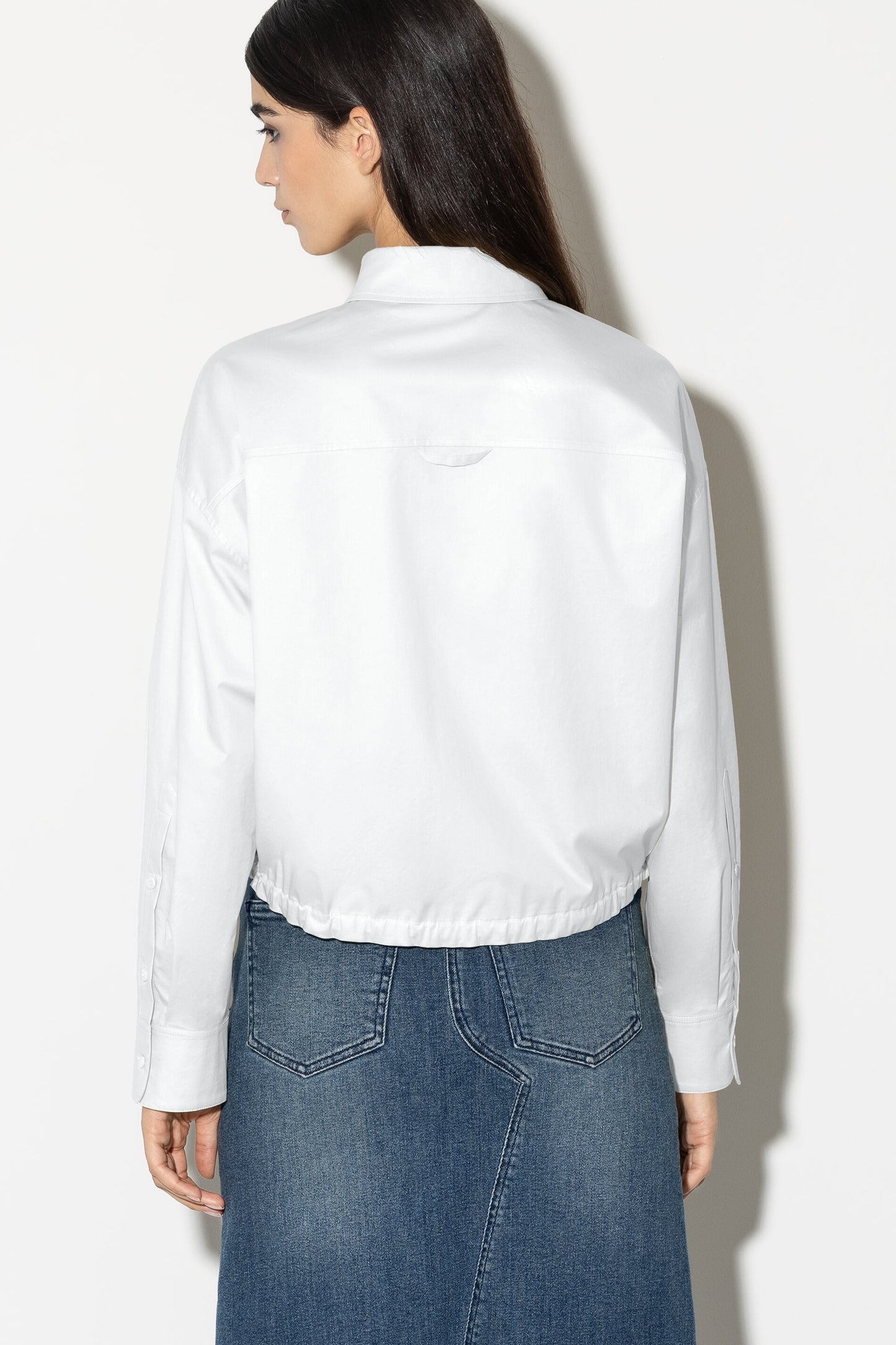 Blouson-Style Gabardine Blouse