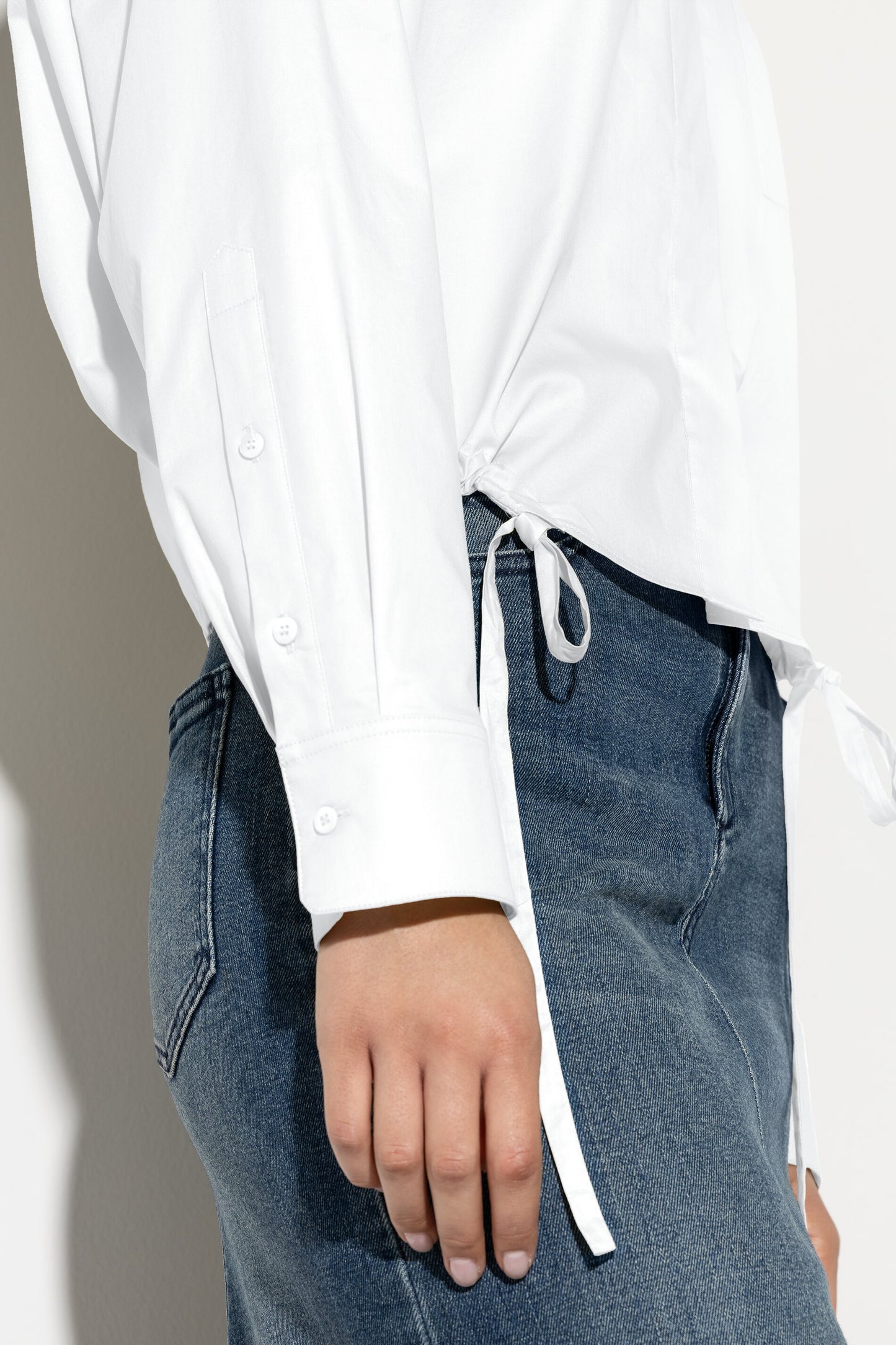 Blouson-Style Gabardine Blouse
