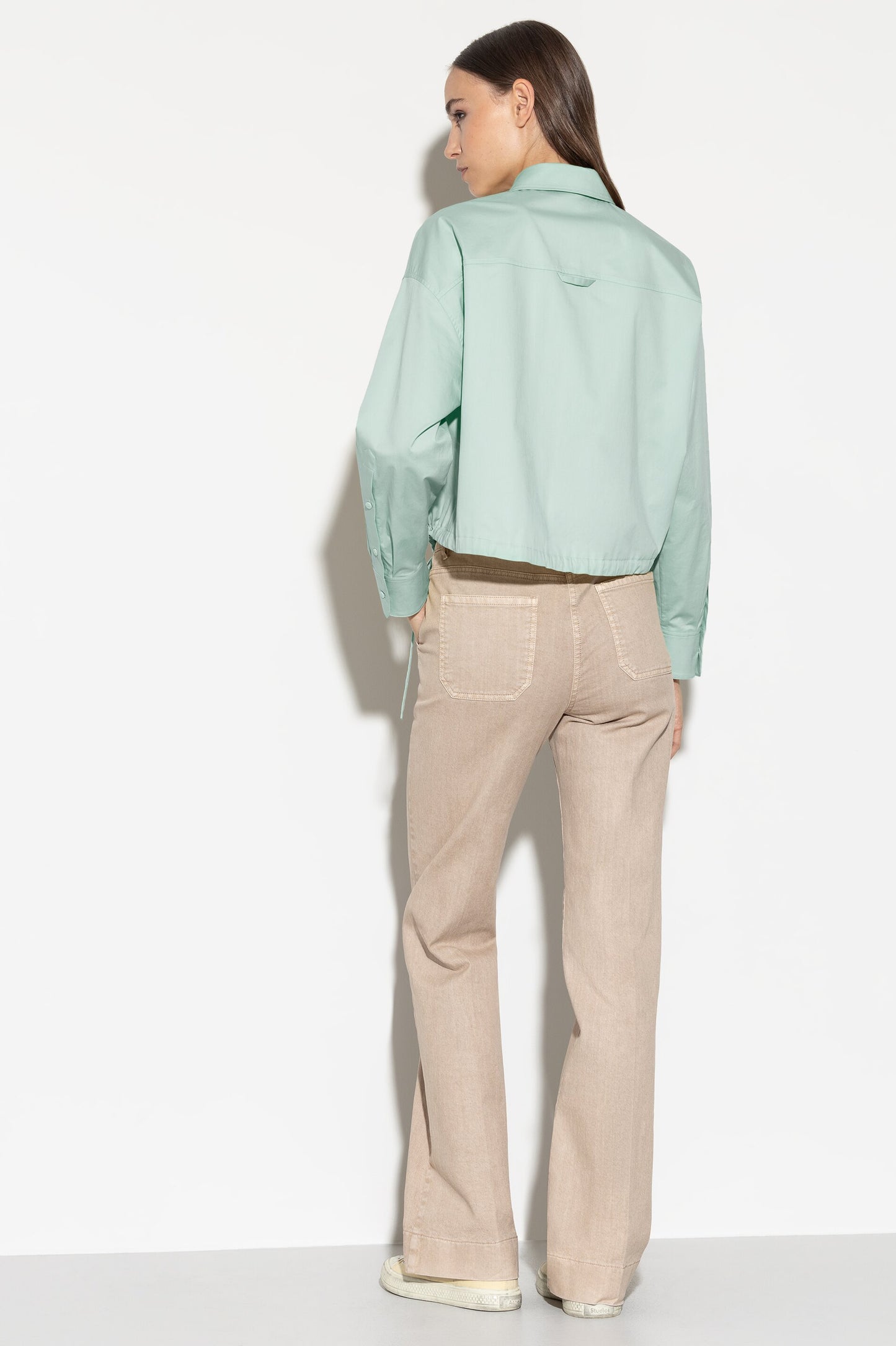Blouson-Style Gabardine Blouse