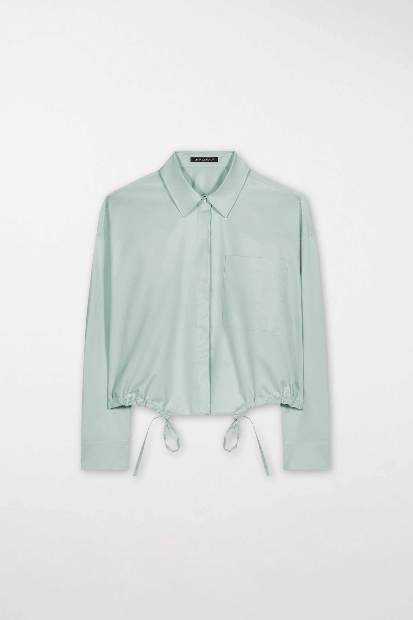 Blouson-Style Gabardine Blouse