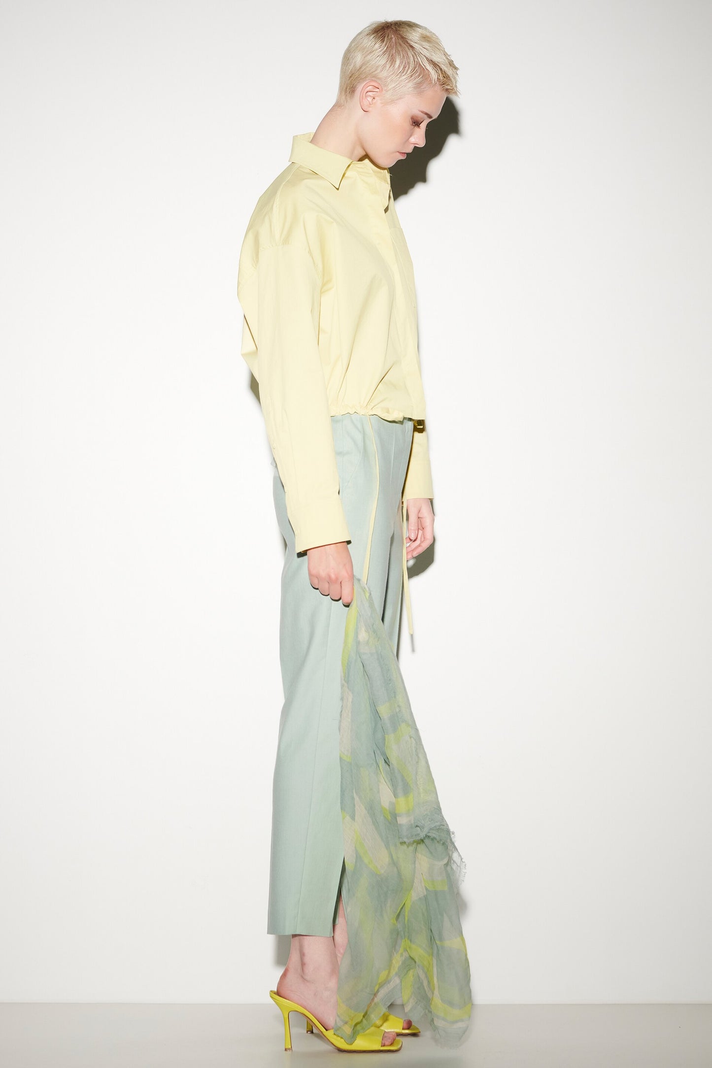Blouson-Style Gabardine Blouse