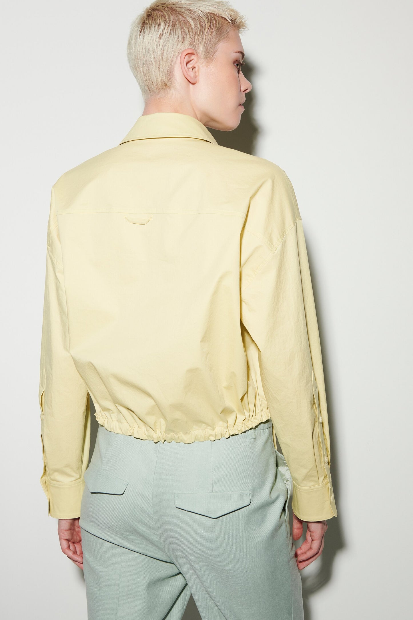 Blouson-Style Gabardine Blouse