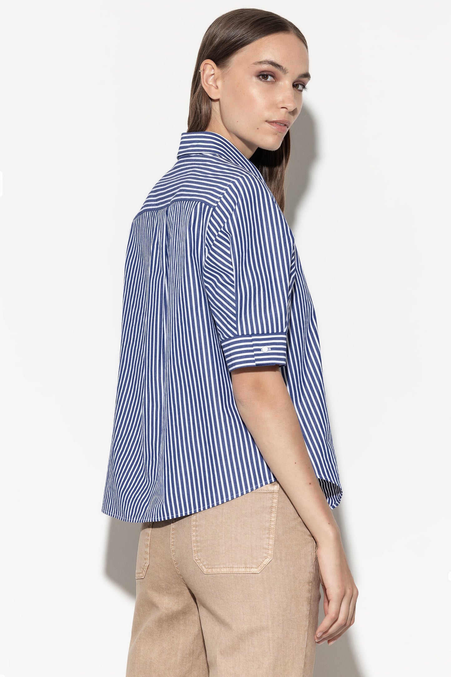 Short-sleeve Striped Blouse