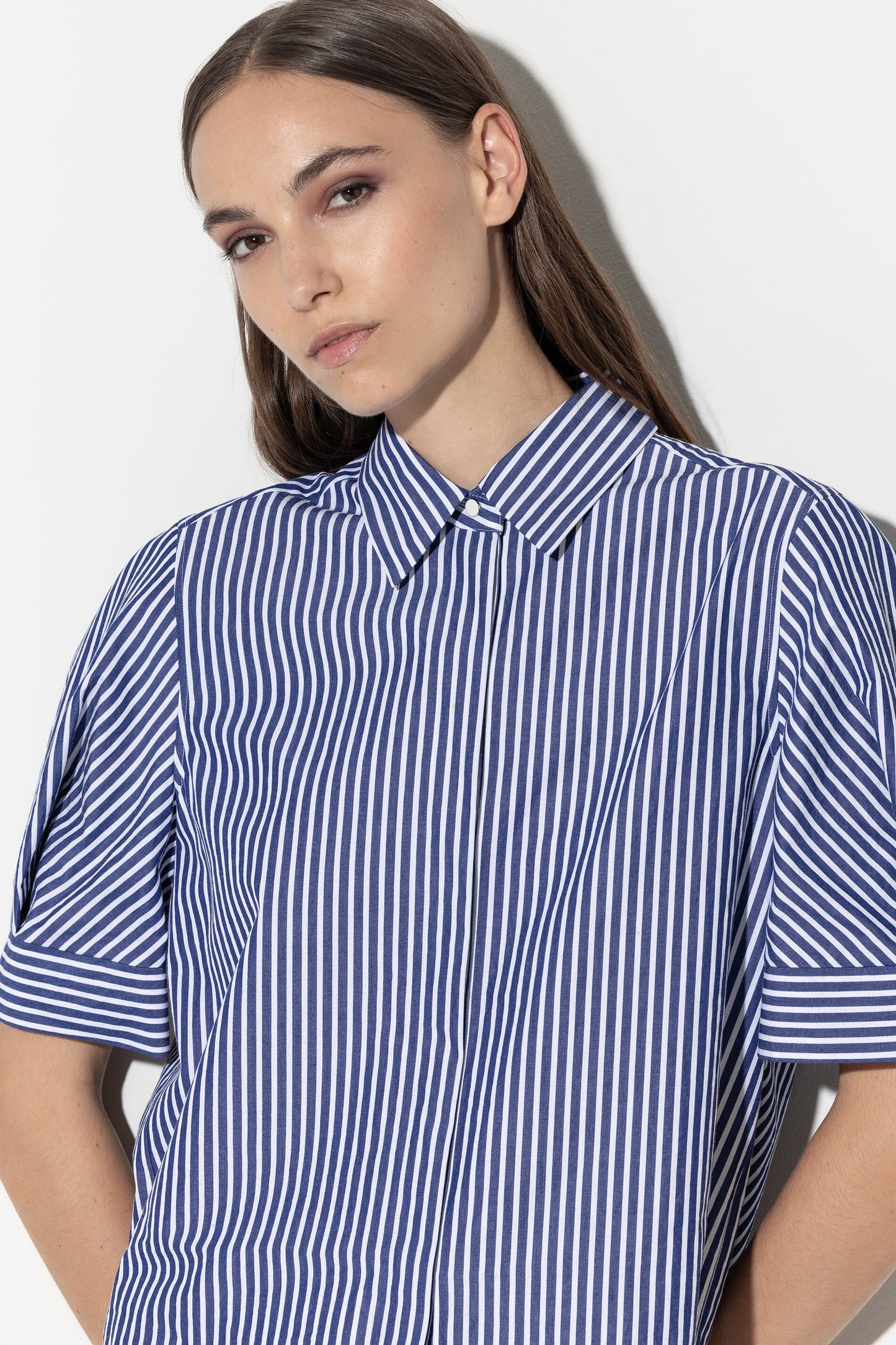 Short-sleeve Striped Blouse