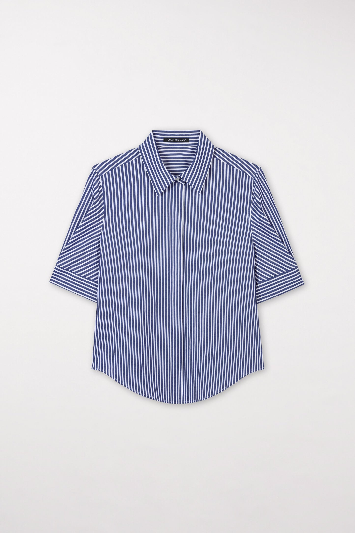Short-sleeve Striped Blouse