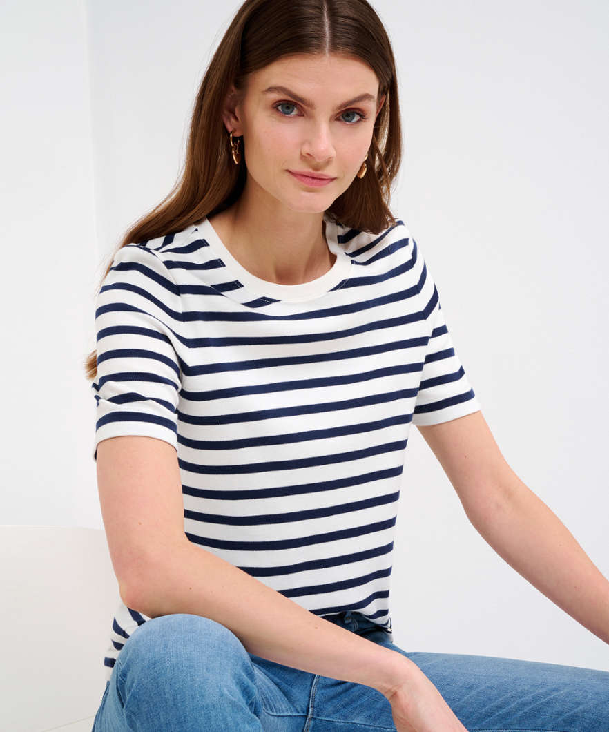 Striped Shirt with Round Neckline