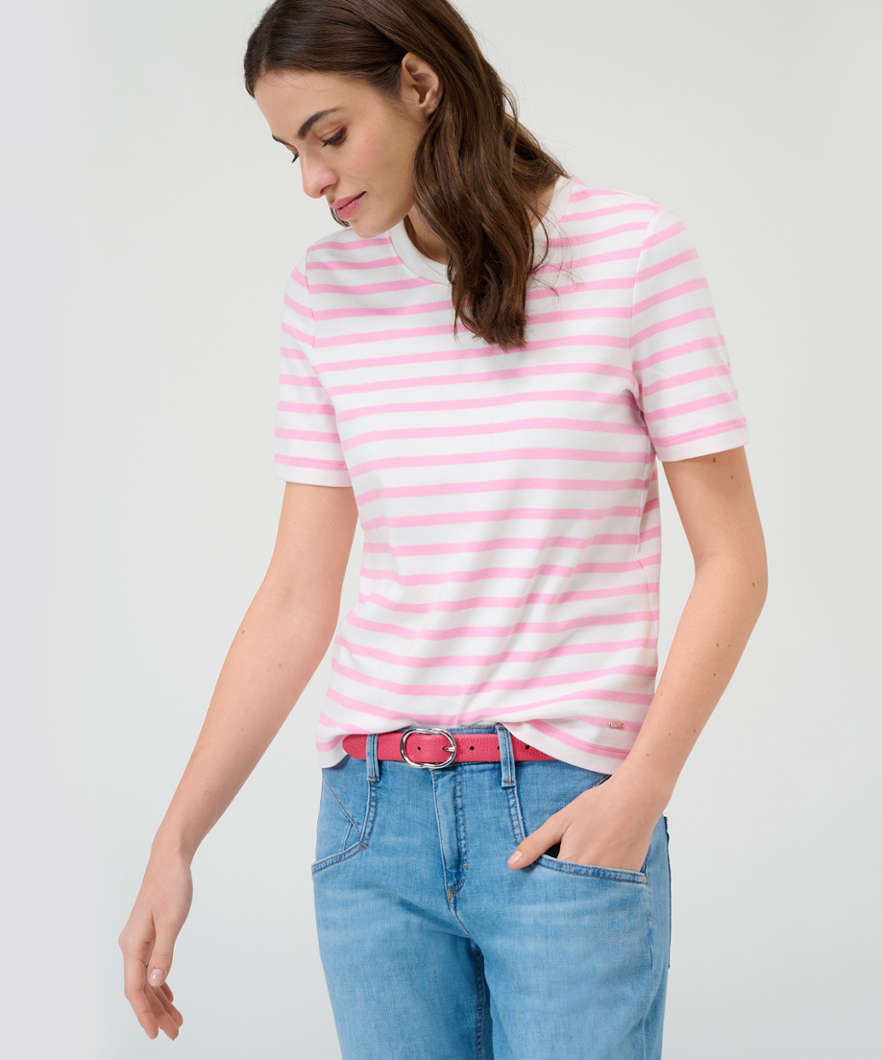 Striped Shirt with Round Neckline
