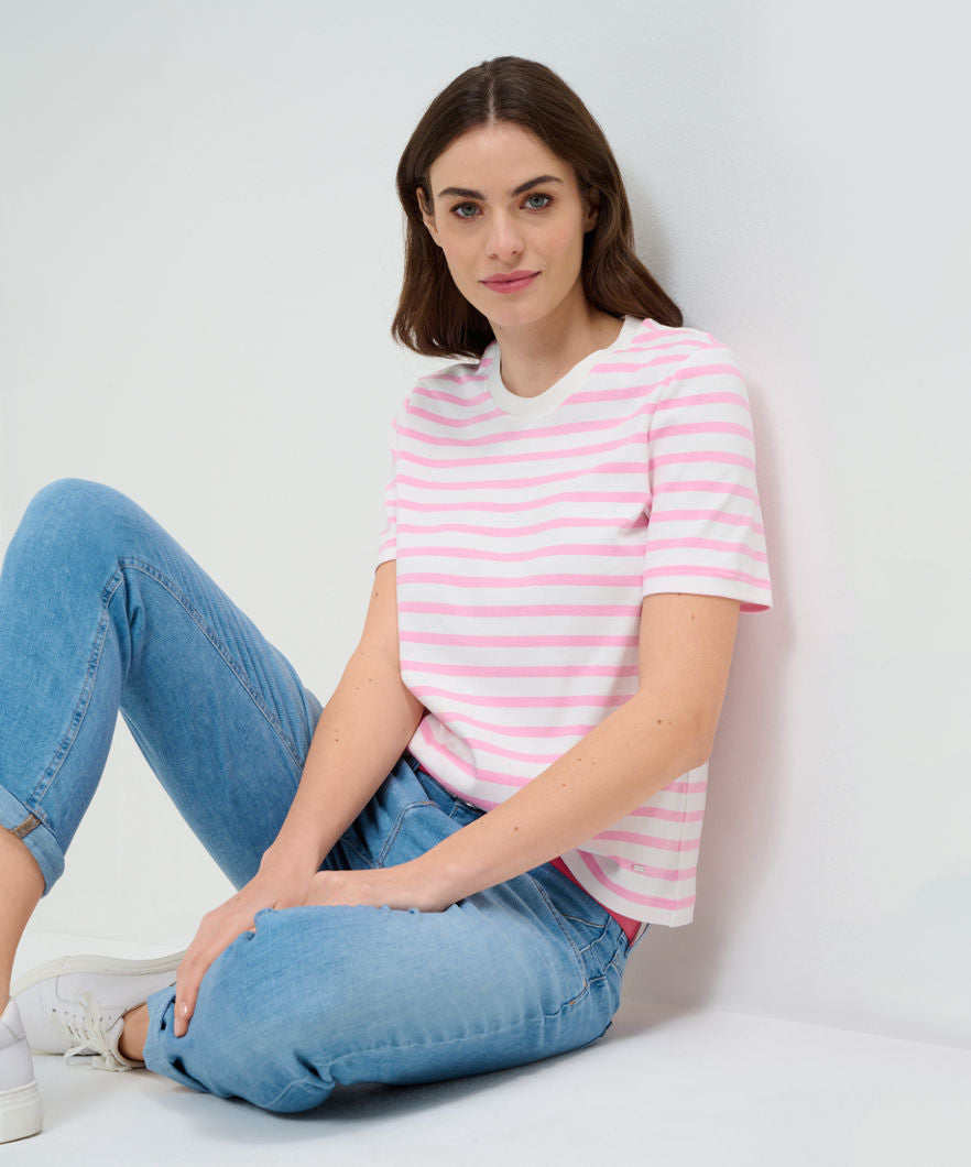 Striped Shirt with Round Neckline