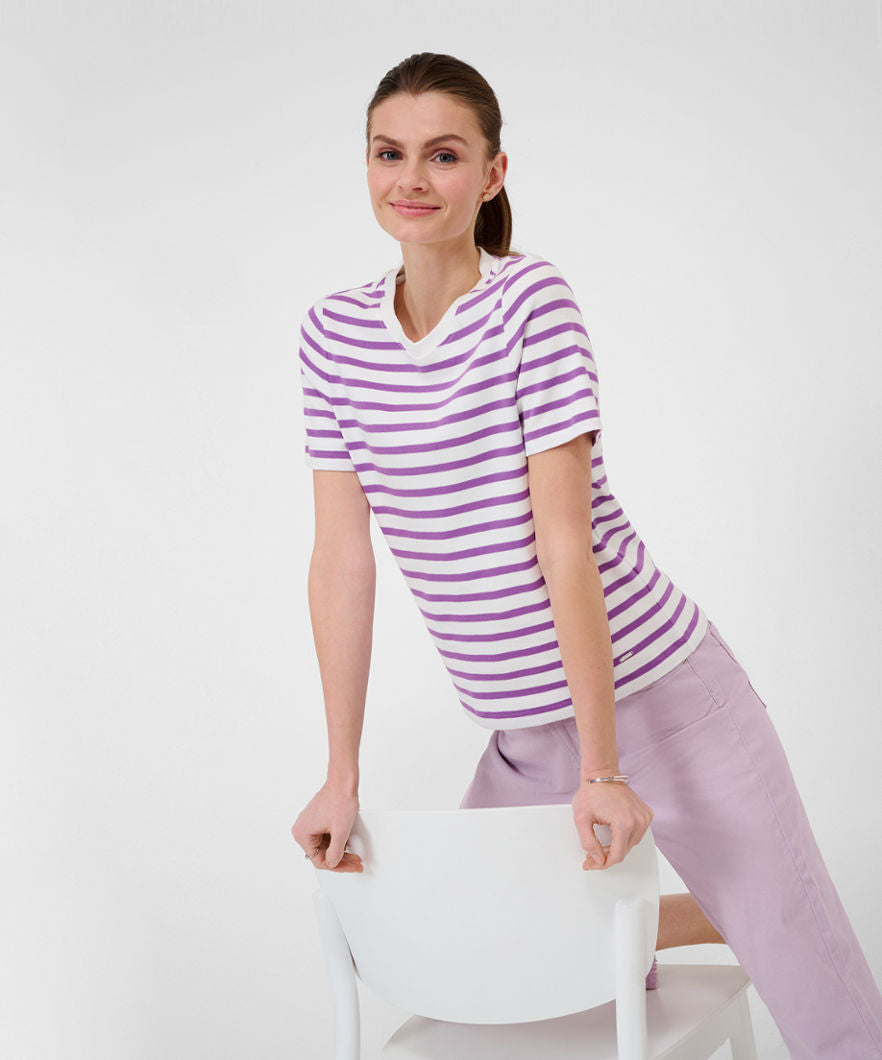 Striped Shirt with Round Neckline
